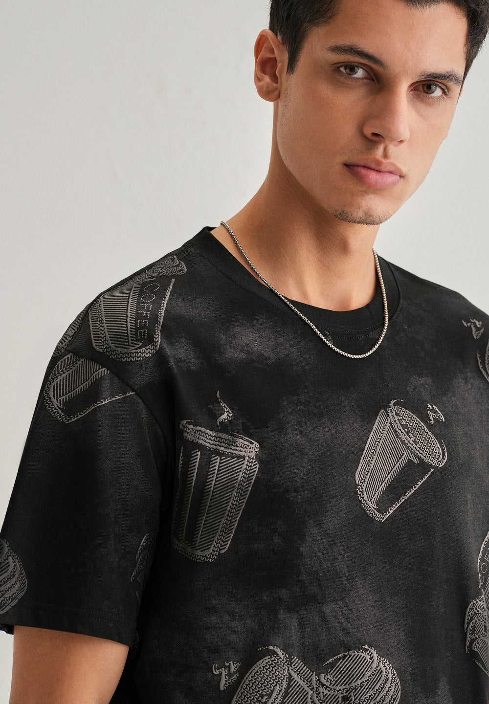 Ebony Black Printed Oversized T-shirt