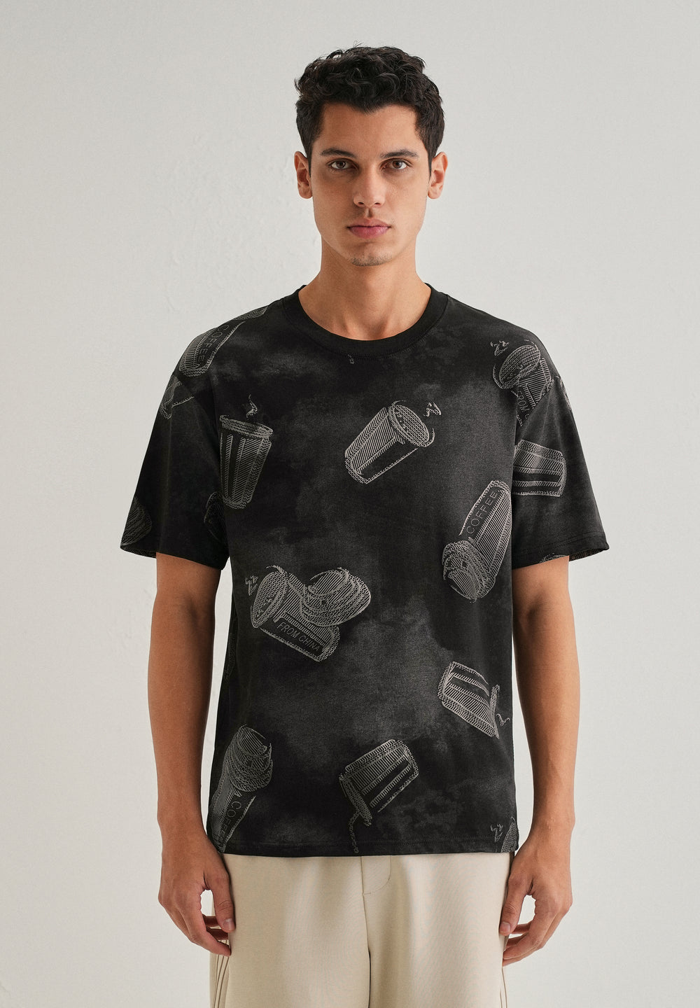 Ebony Black Printed Oversized T-shirt