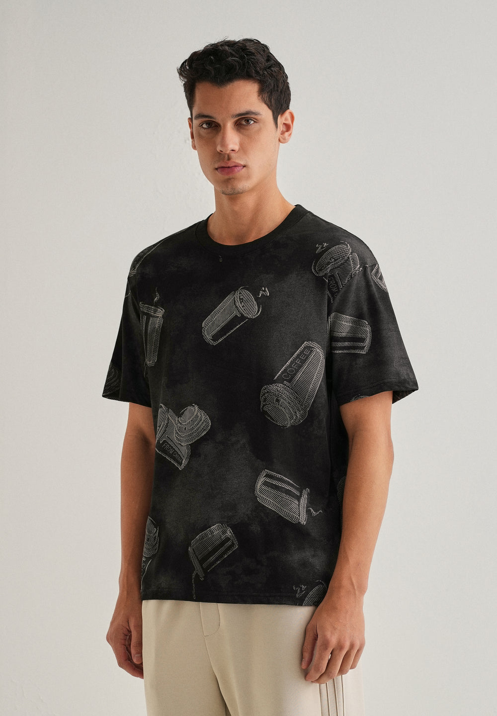 Ebony Black Printed Oversized T-shirt