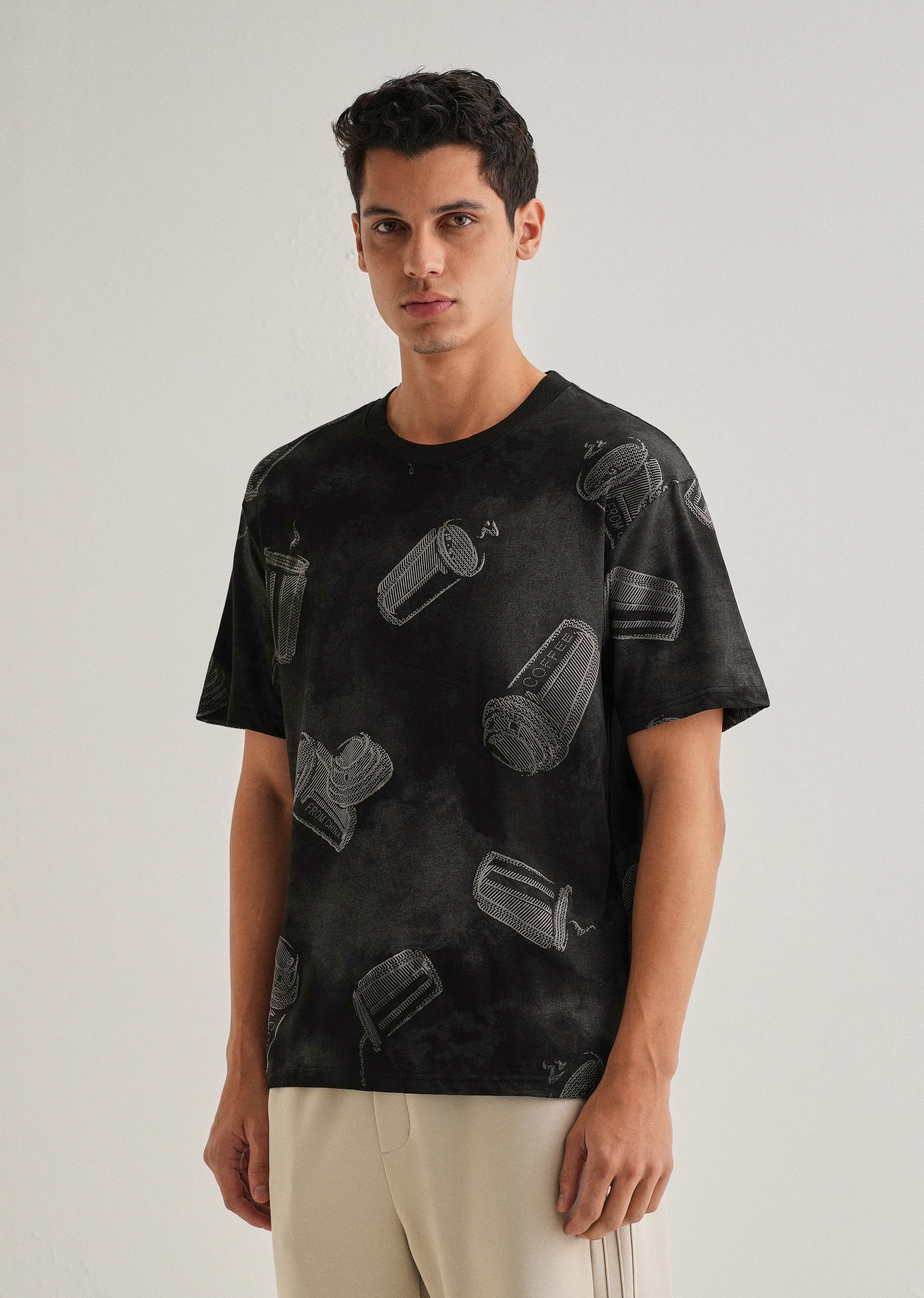 Ebony Black Printed Oversized T-shirt