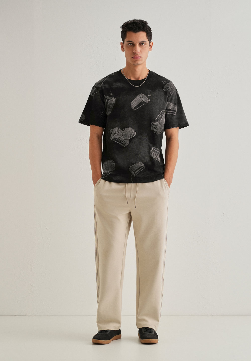 Ebony Black Printed Oversized T-shirt