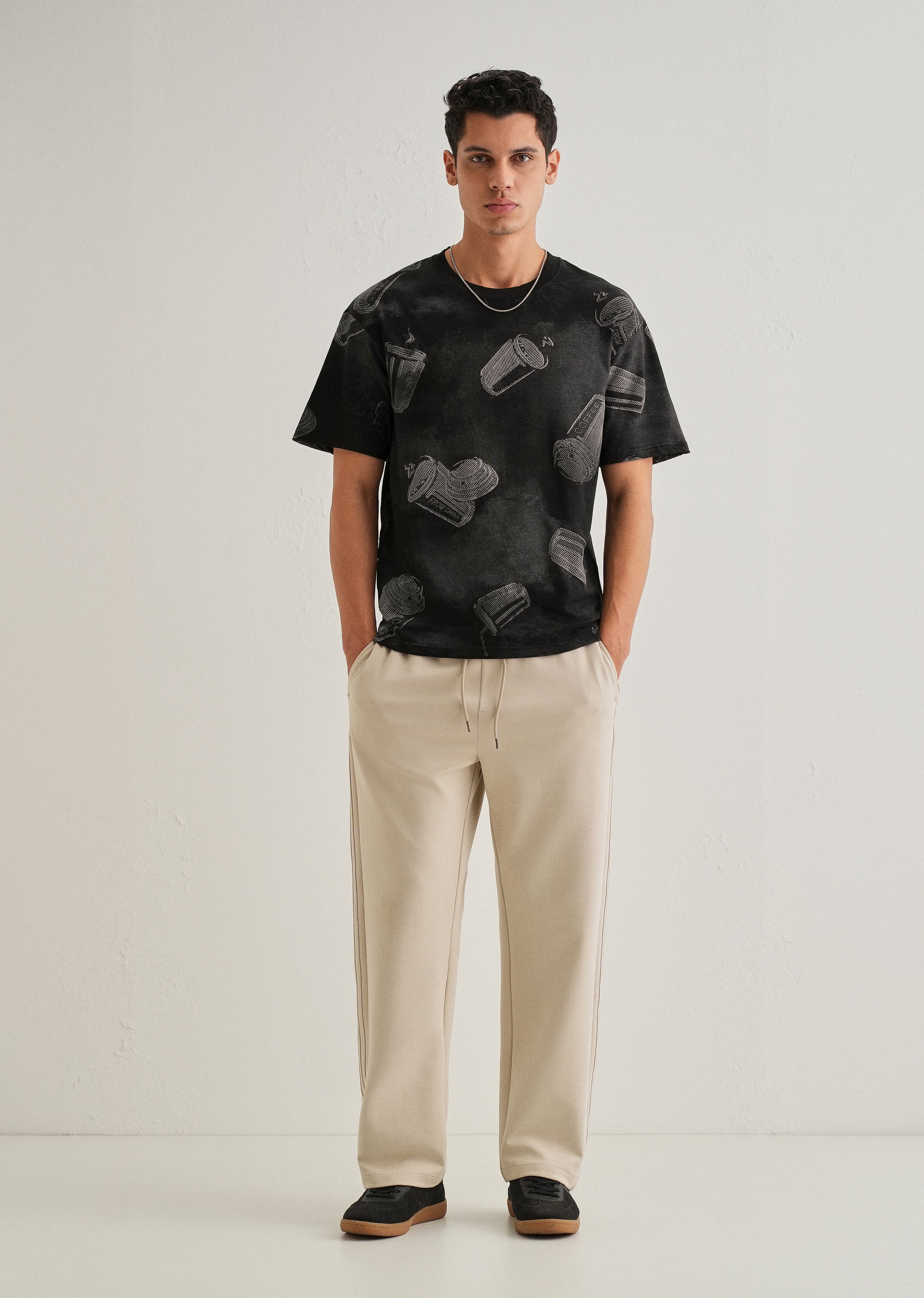 Ebony Black Printed Oversized T-shirt