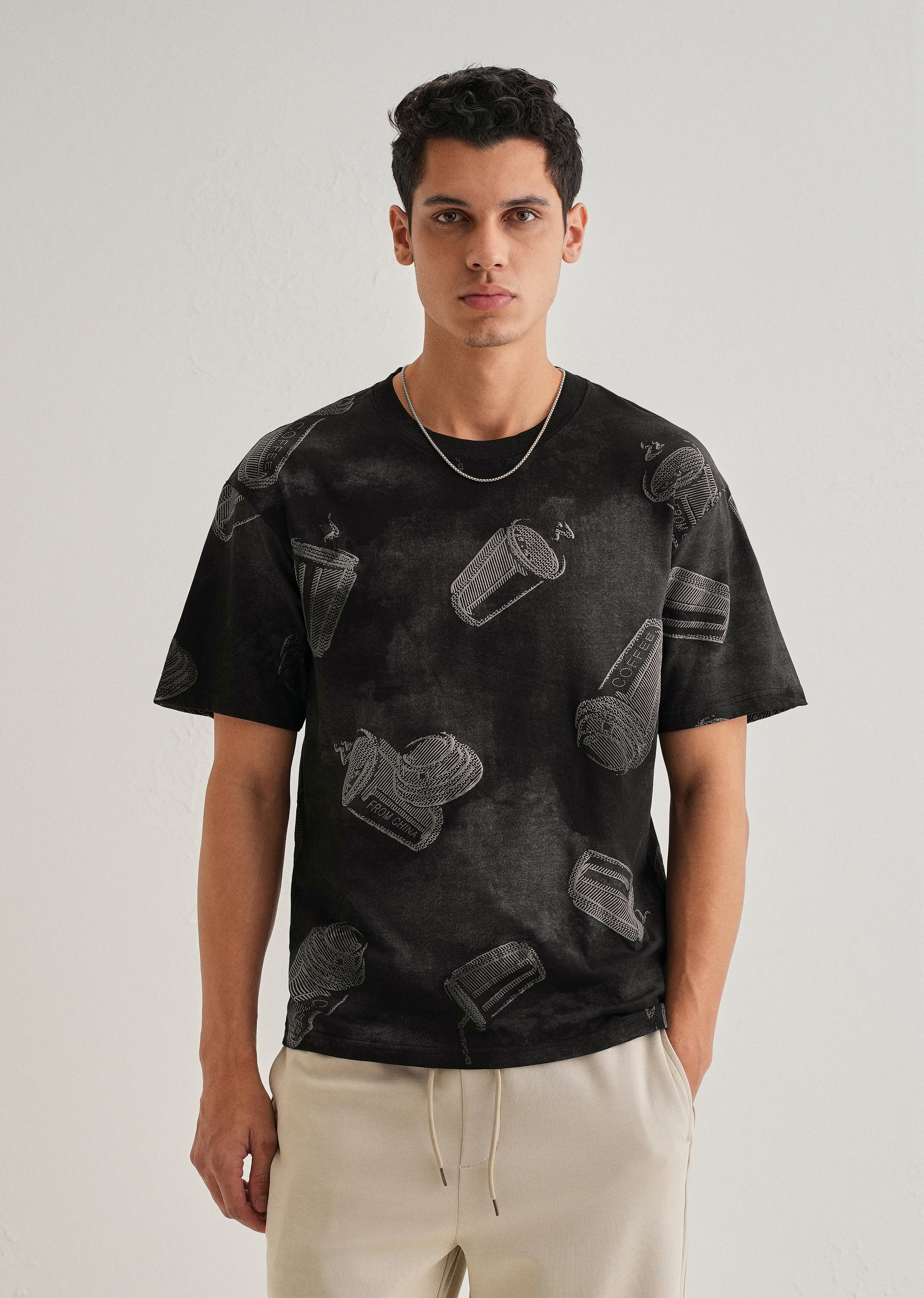 Ebony Black Printed Oversized T-shirt