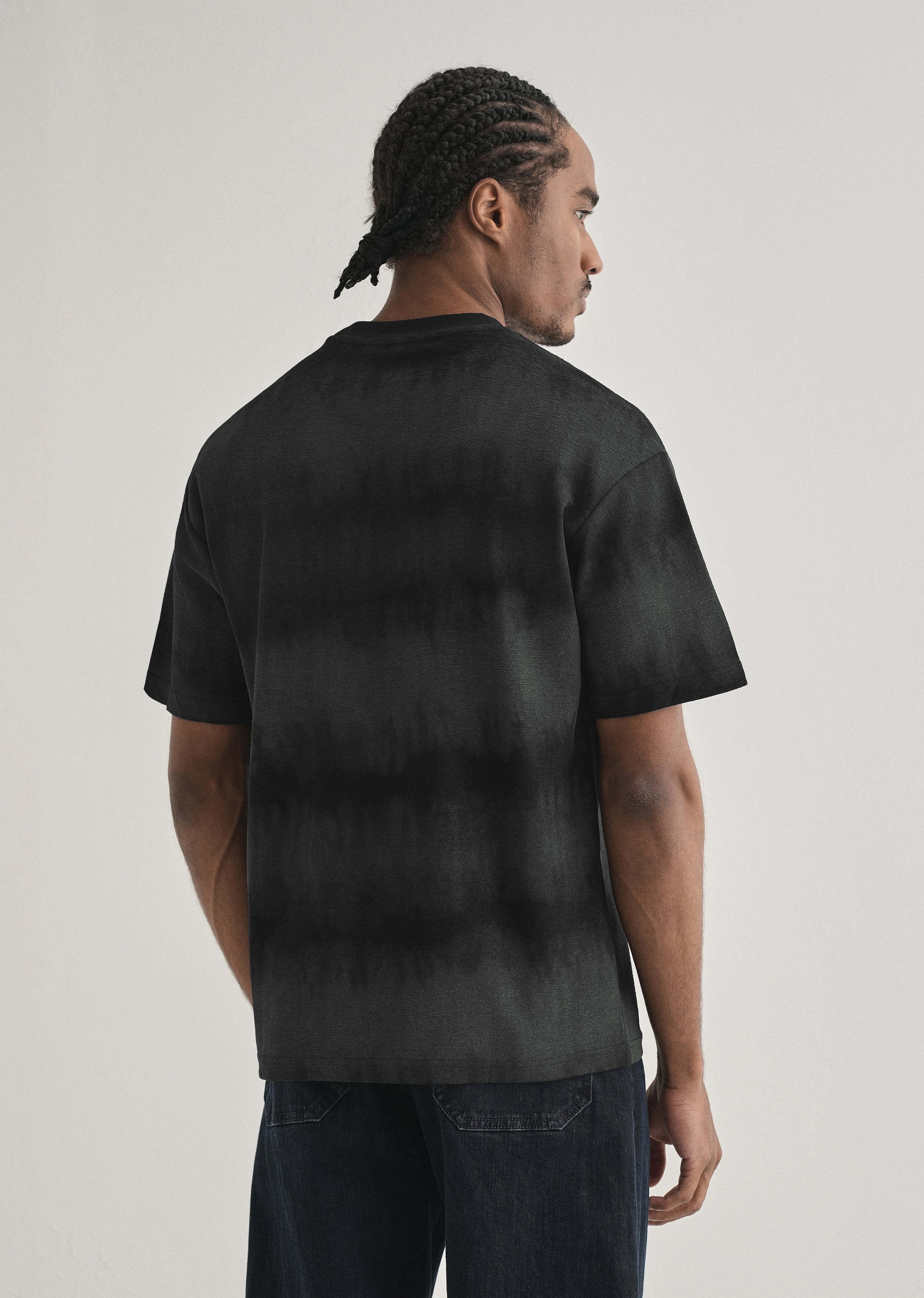 Black Grey Tie & Dye Oversized T-shirt