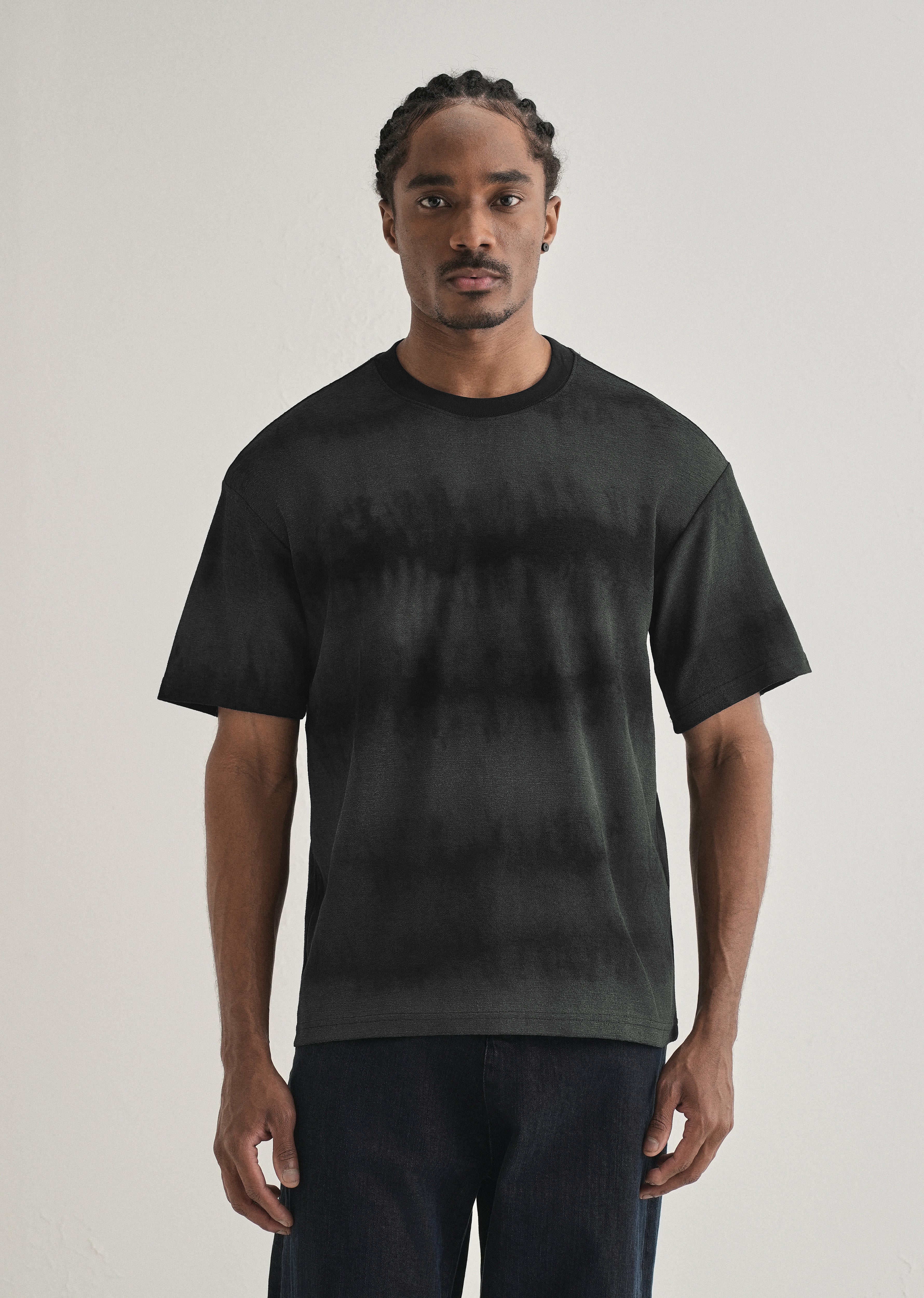 Black Grey Tie & Dye Oversized T-shirt