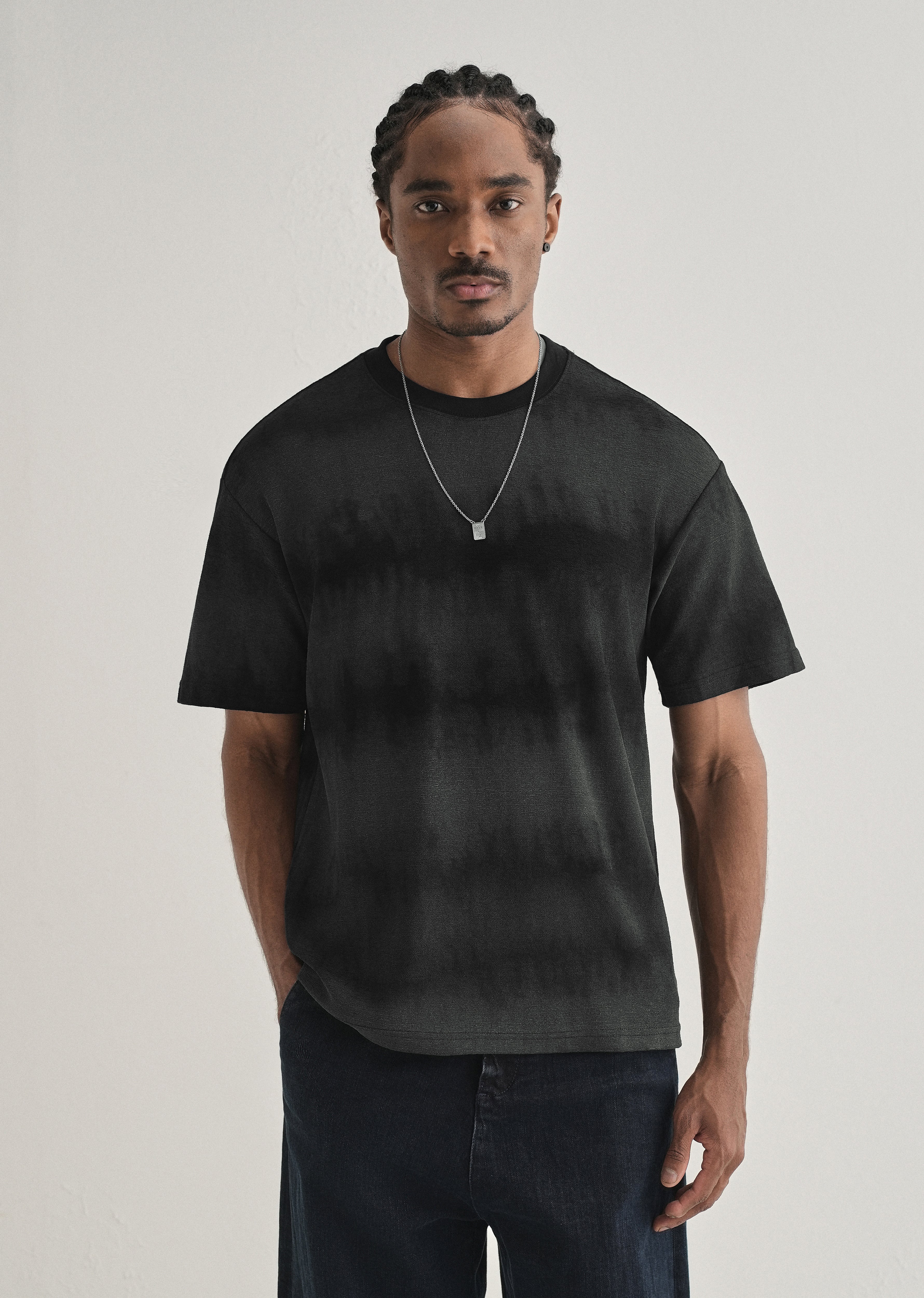 Black Grey Tie & Dye Oversized T-shirt
