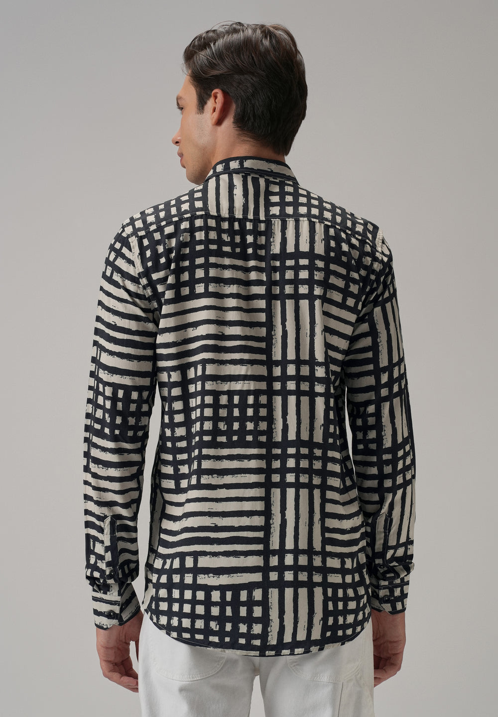 Black Grid Pattern Printed Shirt