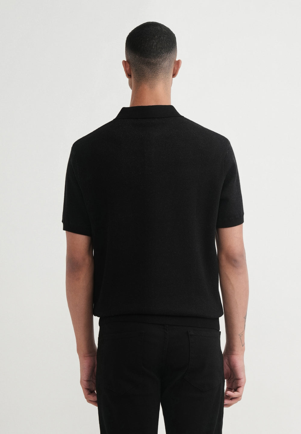 Black Jacquard Knitted Polo