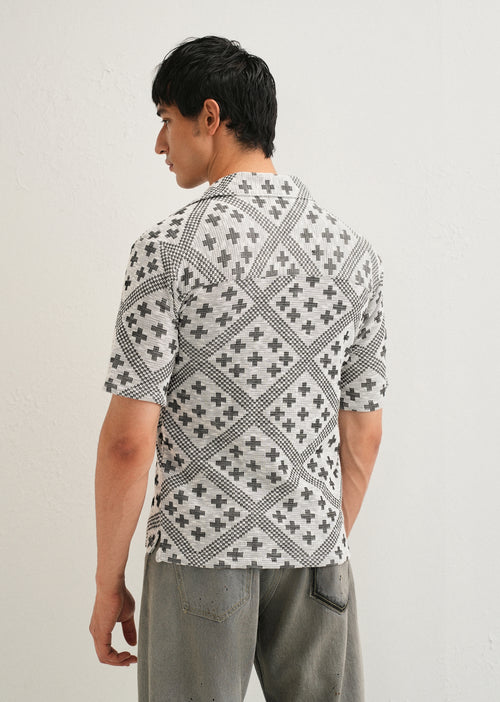Black Jacquard Knitted Shirt