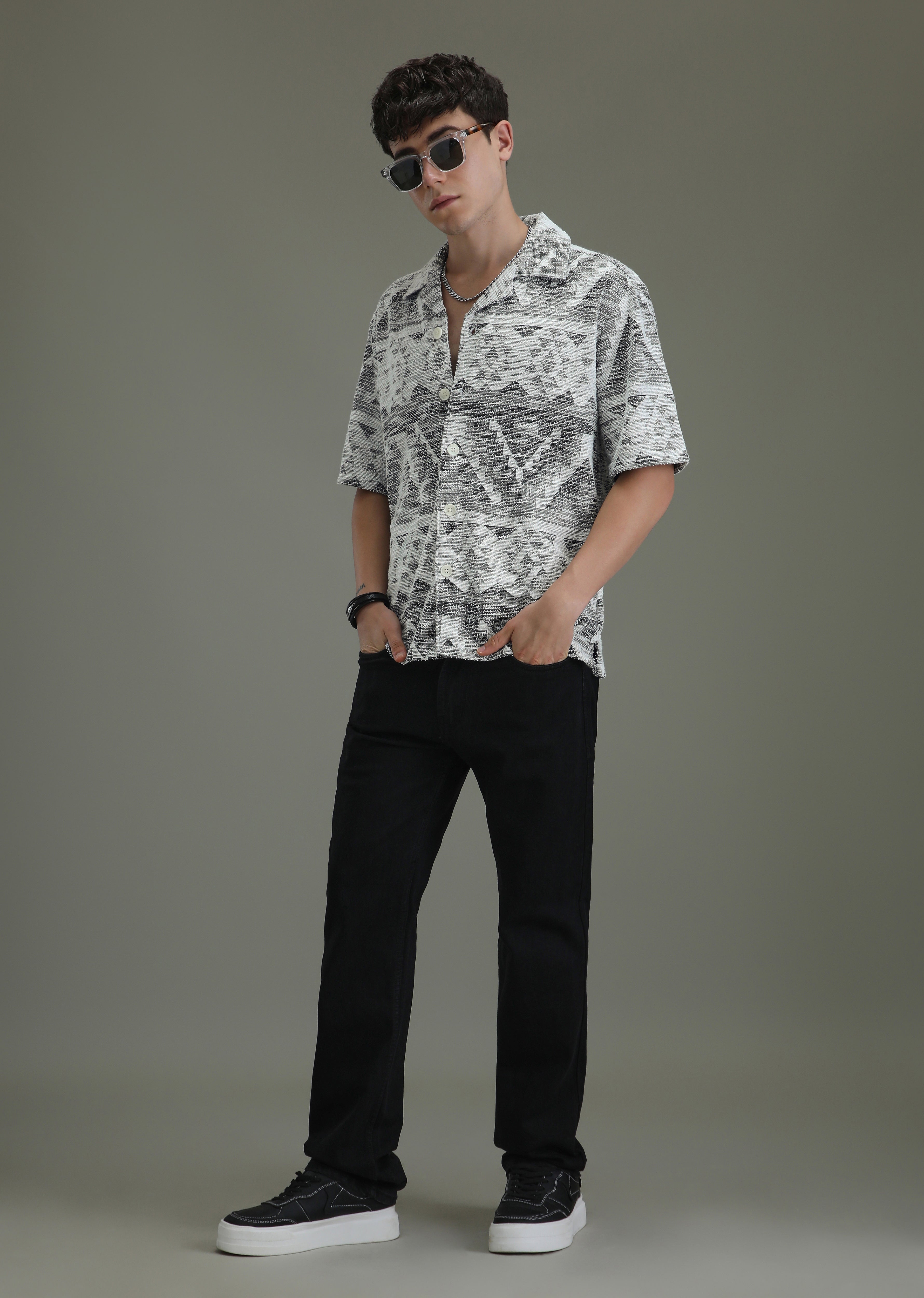 Ash Black Jacquard Towel Shirt