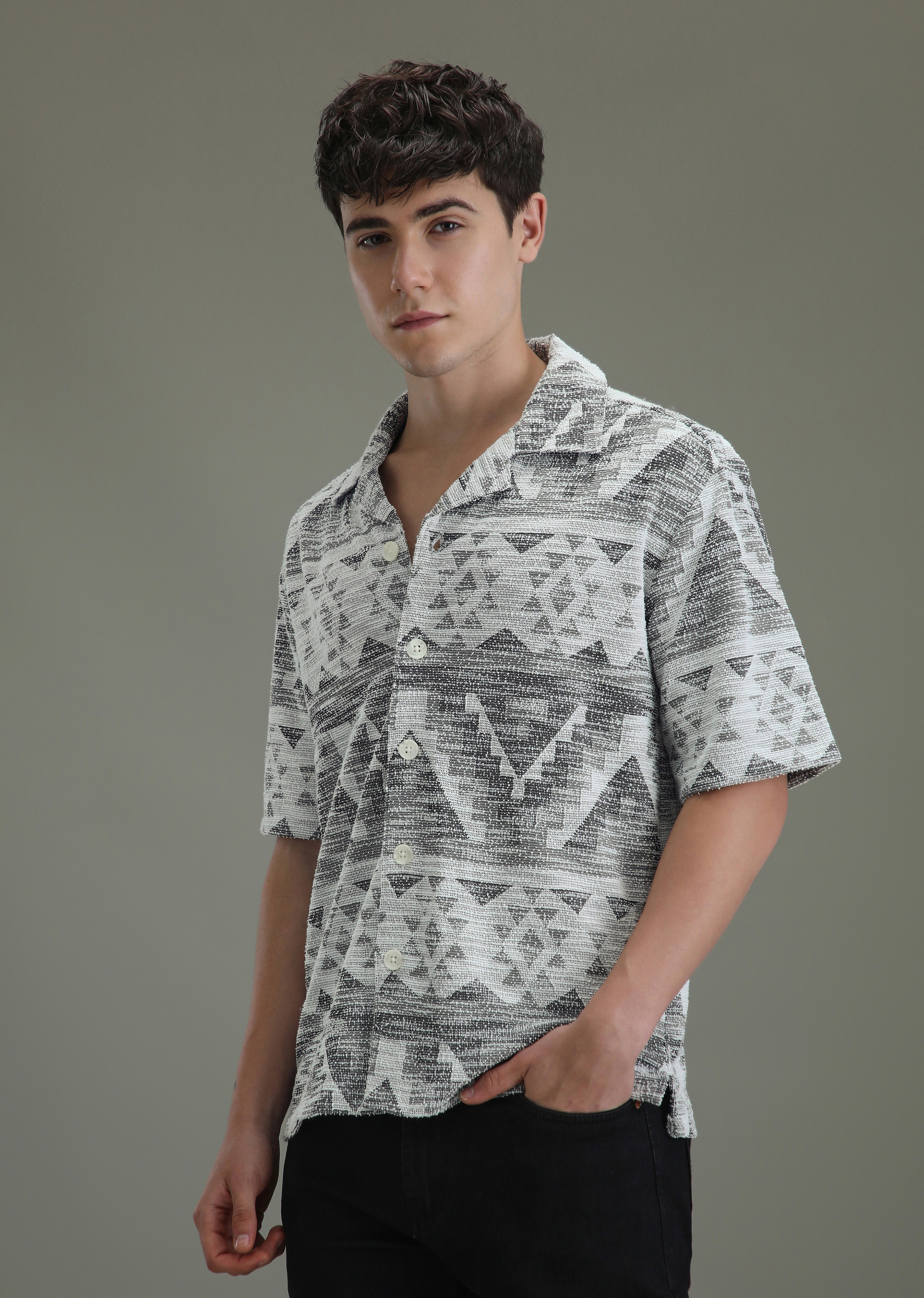 Ash Black Jacquard Towel Shirt