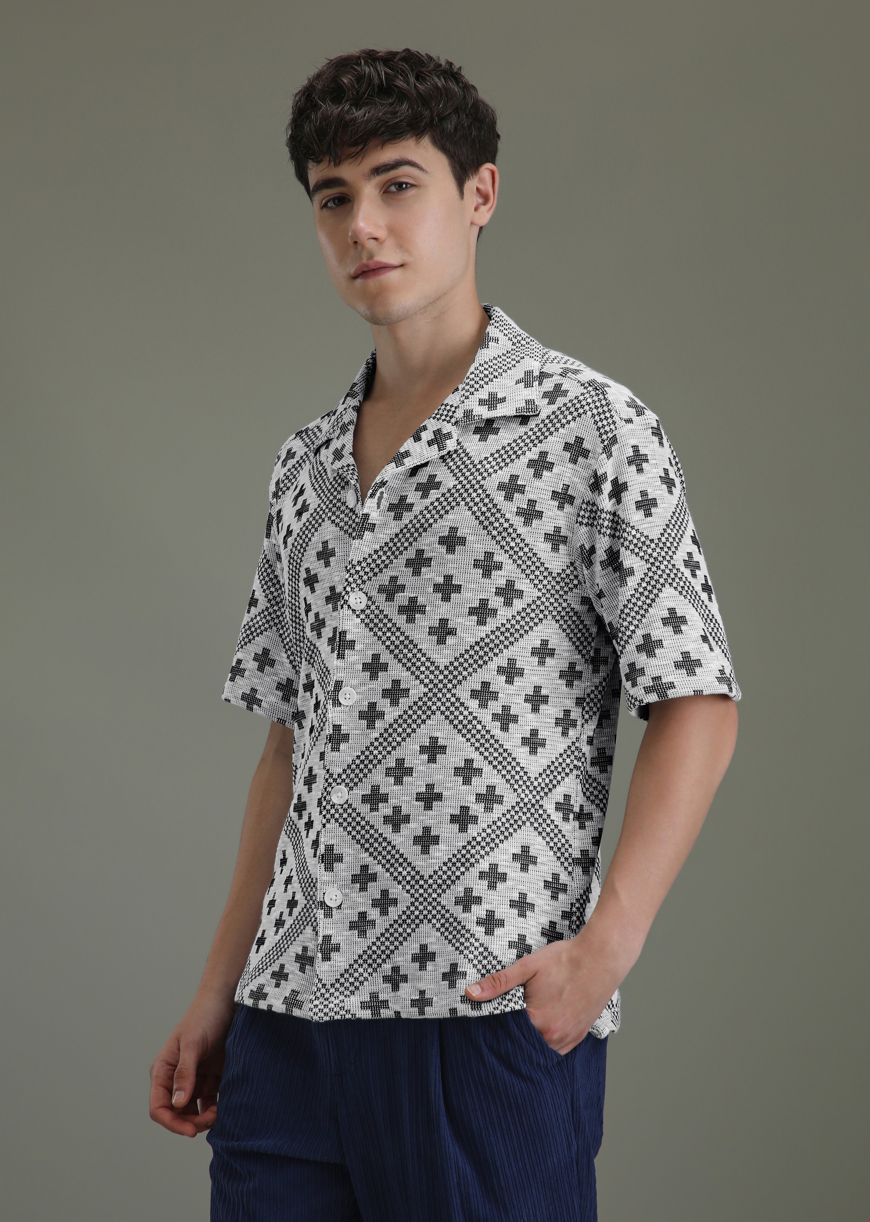 Black Jacquard Towel Shirt