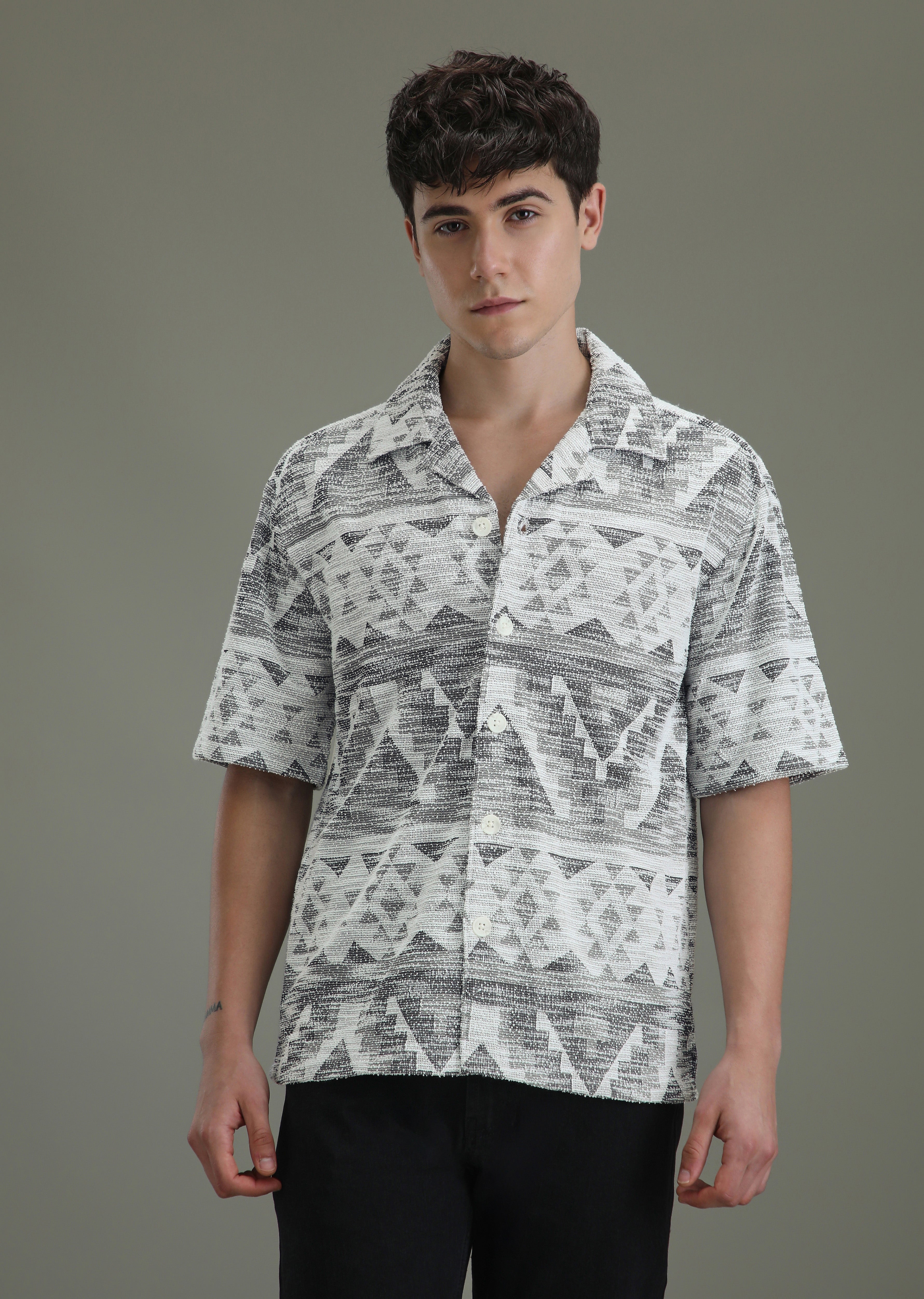 Ash Black Jacquard Towel Shirt