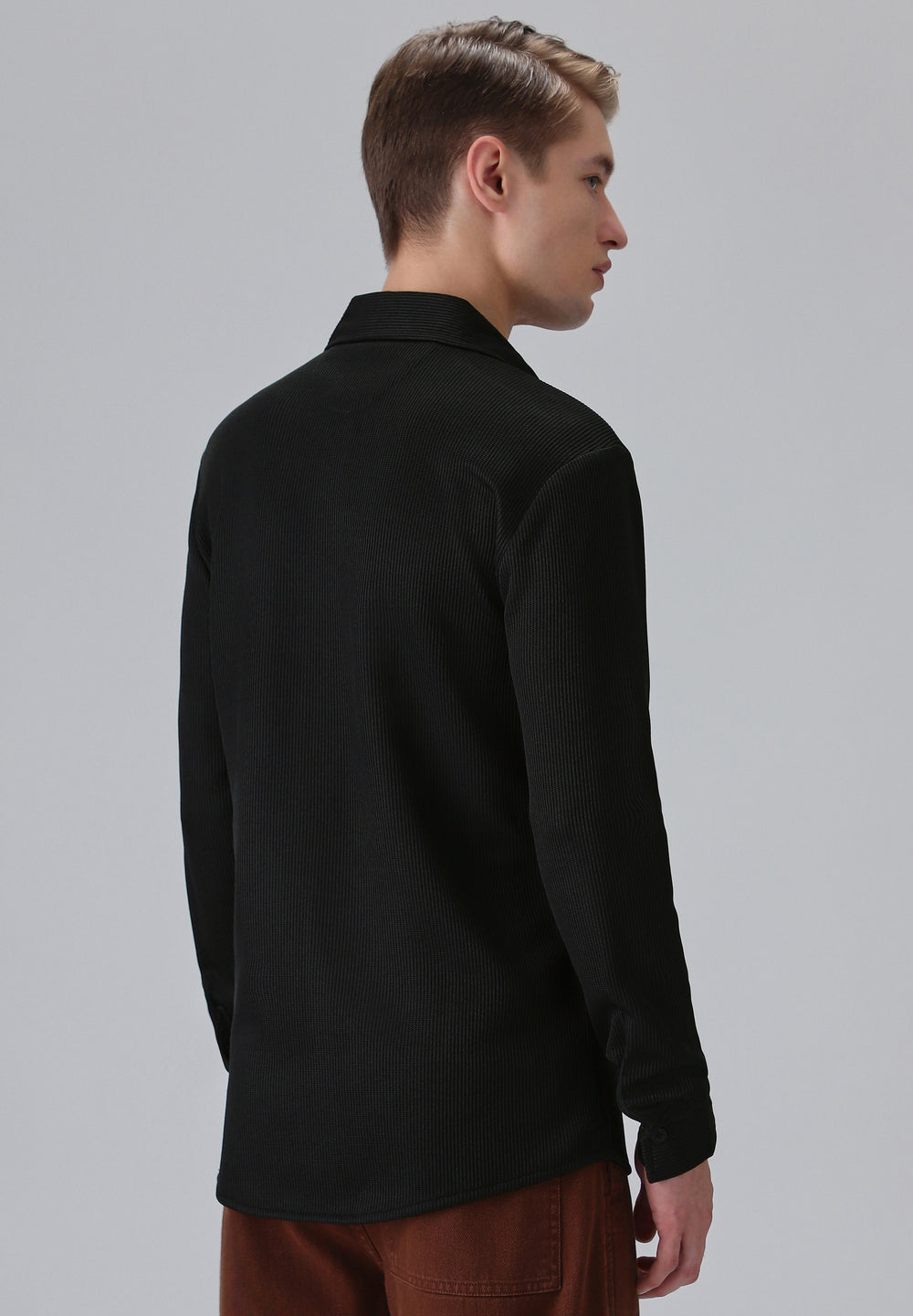 Black Plain Knitted Shirt