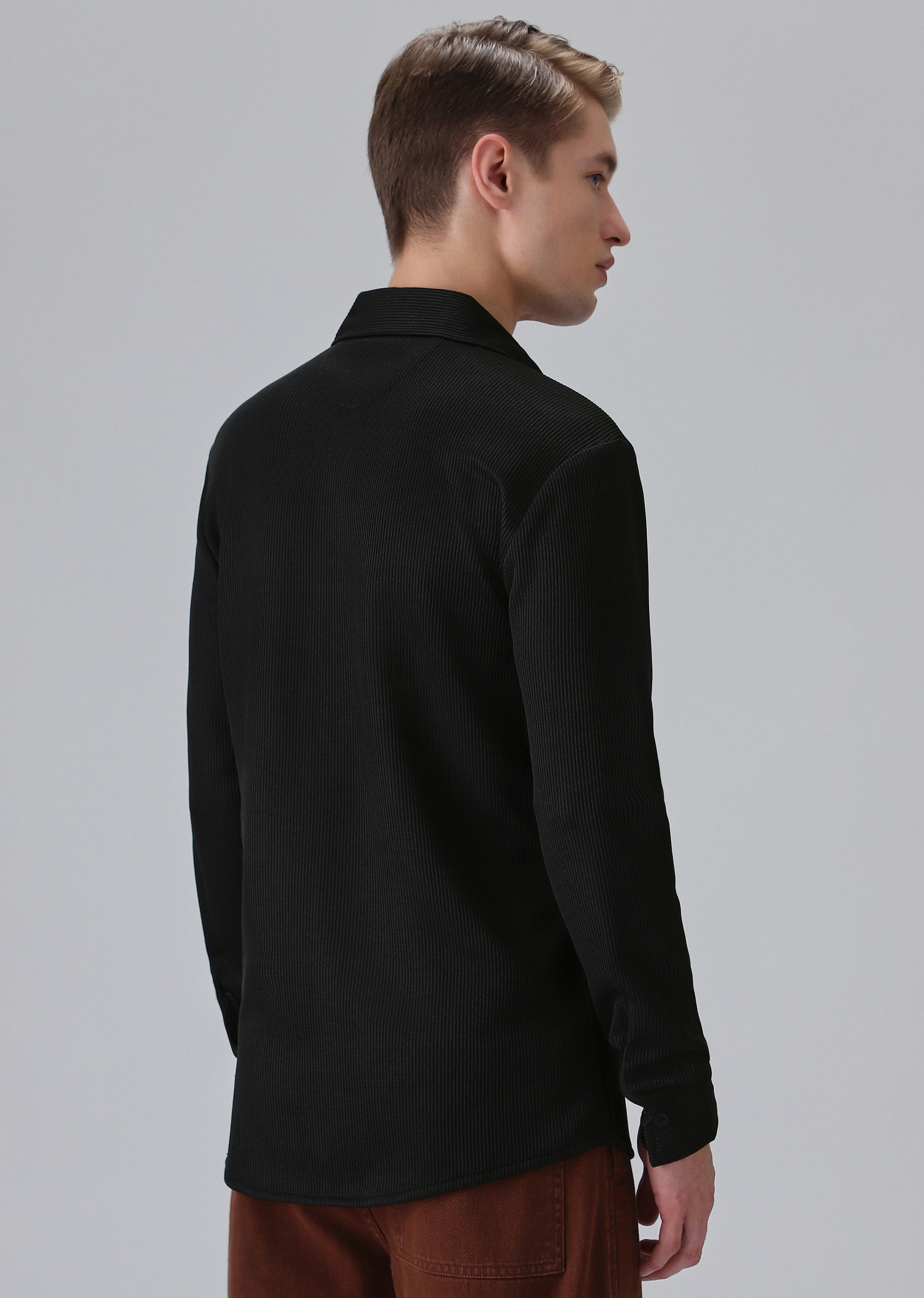 Black Plain Knitted Shirt