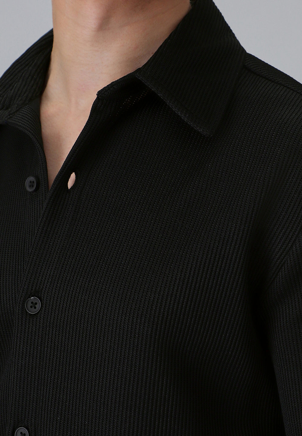 Black Plain Knitted Shirt