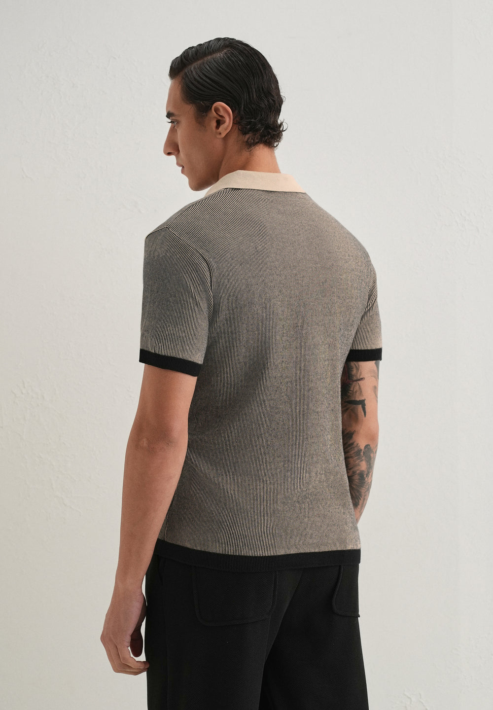 Black Knitted Polo T-Shirt