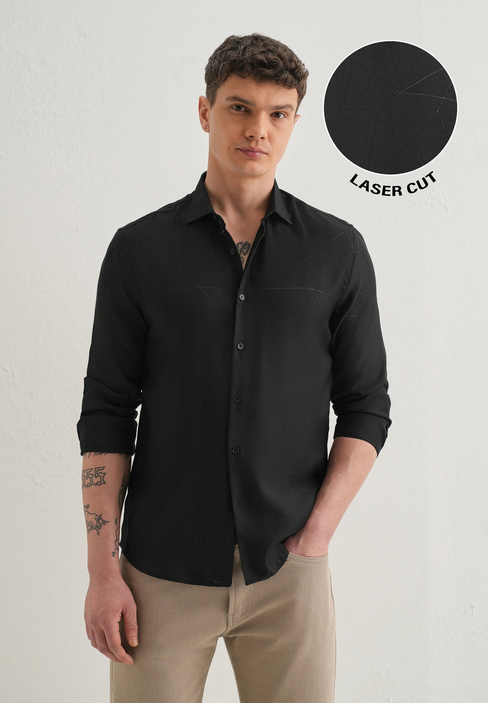 Black Laser Cut Shirt