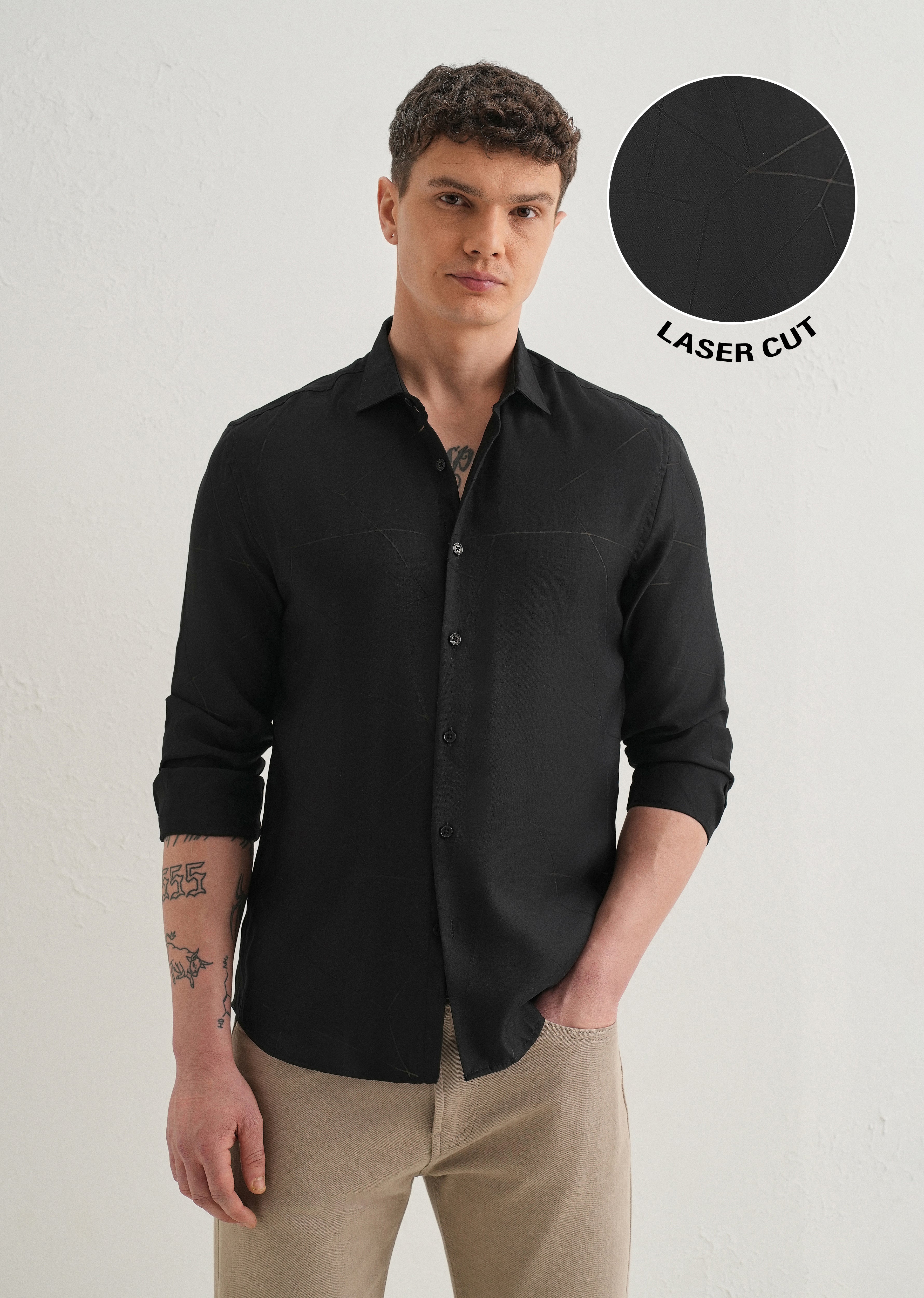 Black Laser Cut Shirt
