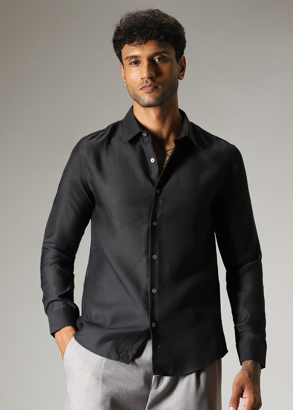 Black Laser Cut Shirt