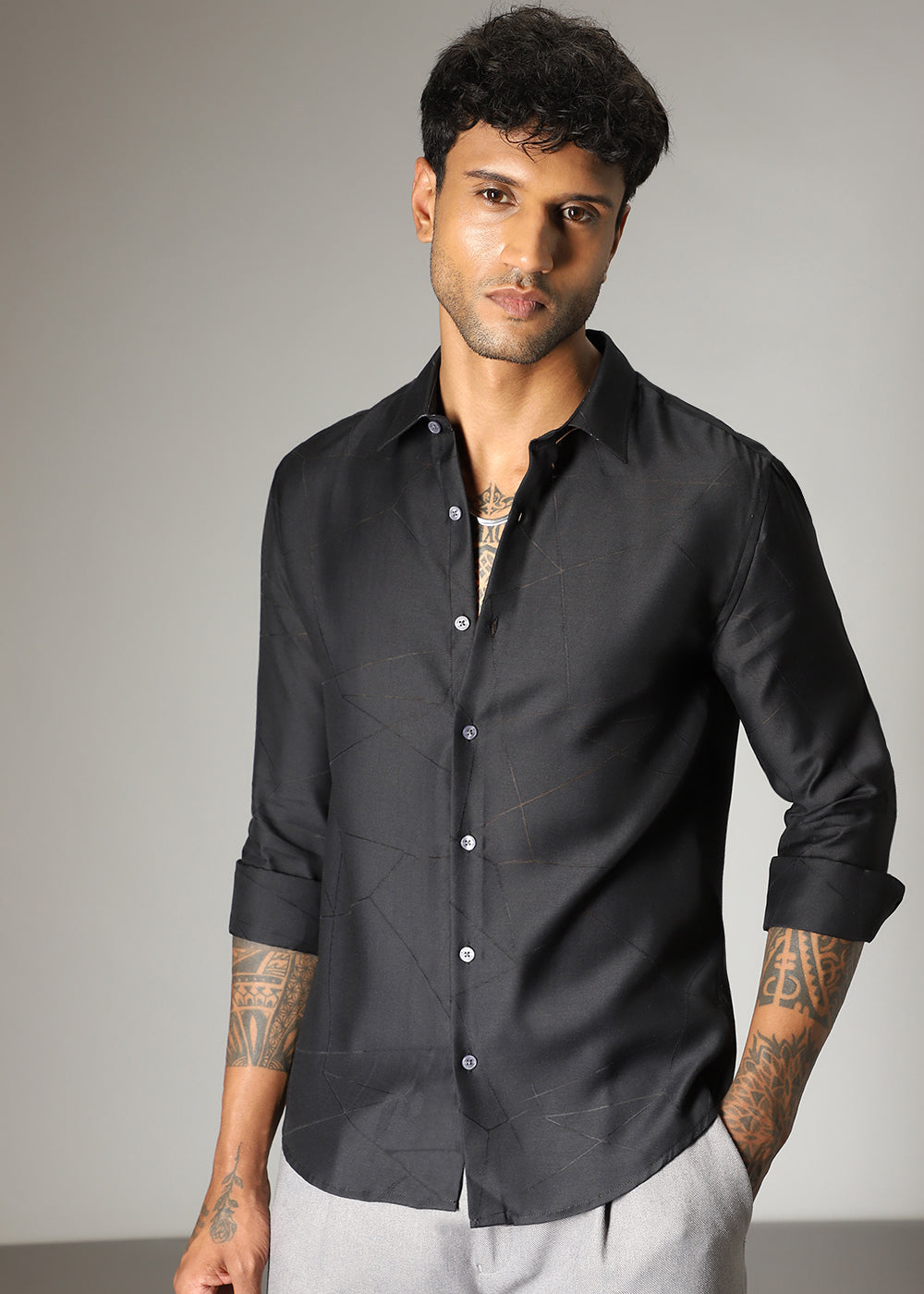 Black Laser Cut Shirt