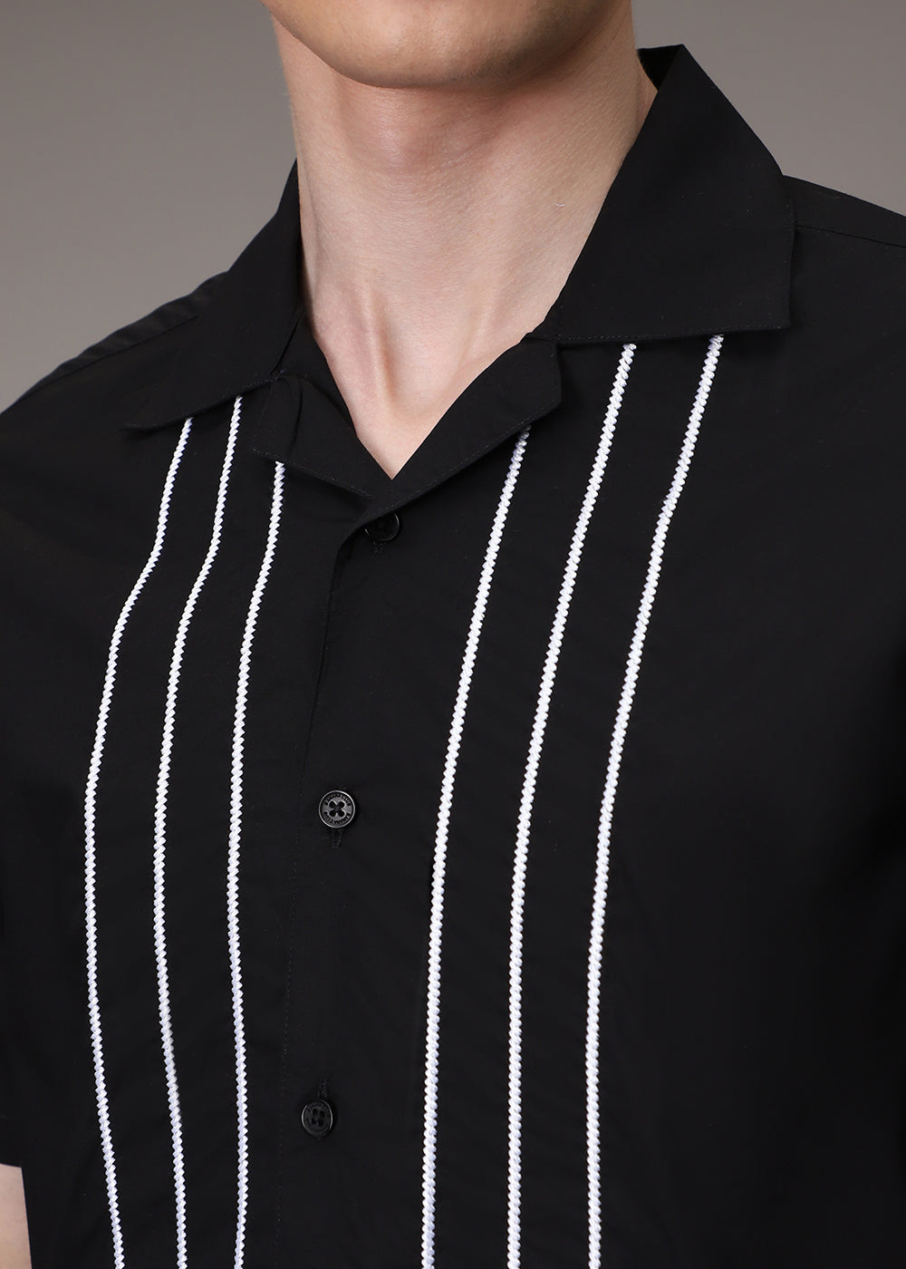 Black Line Embroidery Shirt