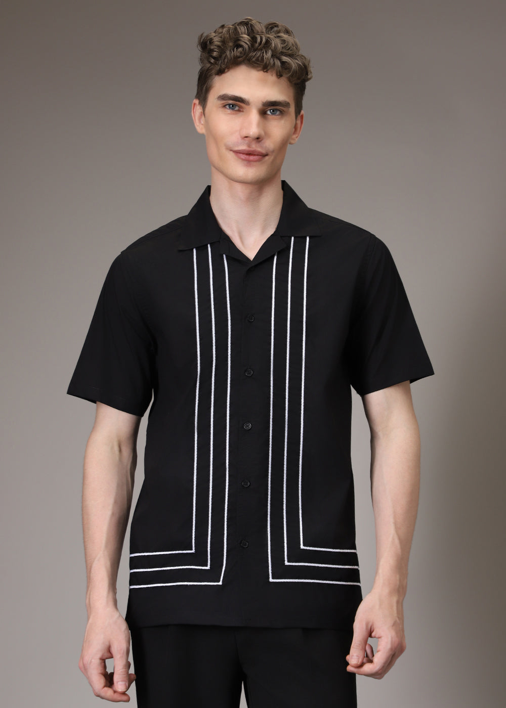 Black Line Embroidery Shirt