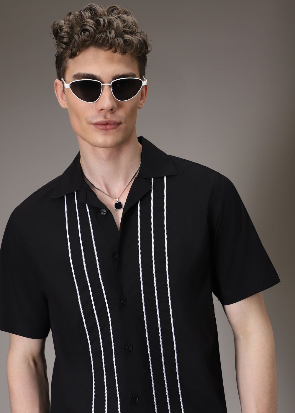 Black Line Embroidery Shirt