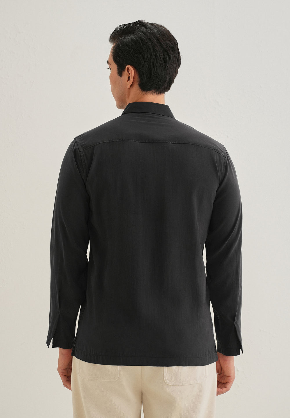Black Loop Button-Down Plain Shirt