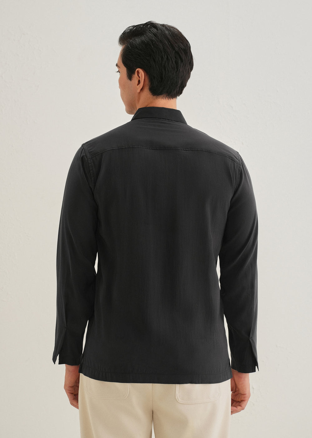 Black Loop Button Black Loop Button-Down Plain Shirt
