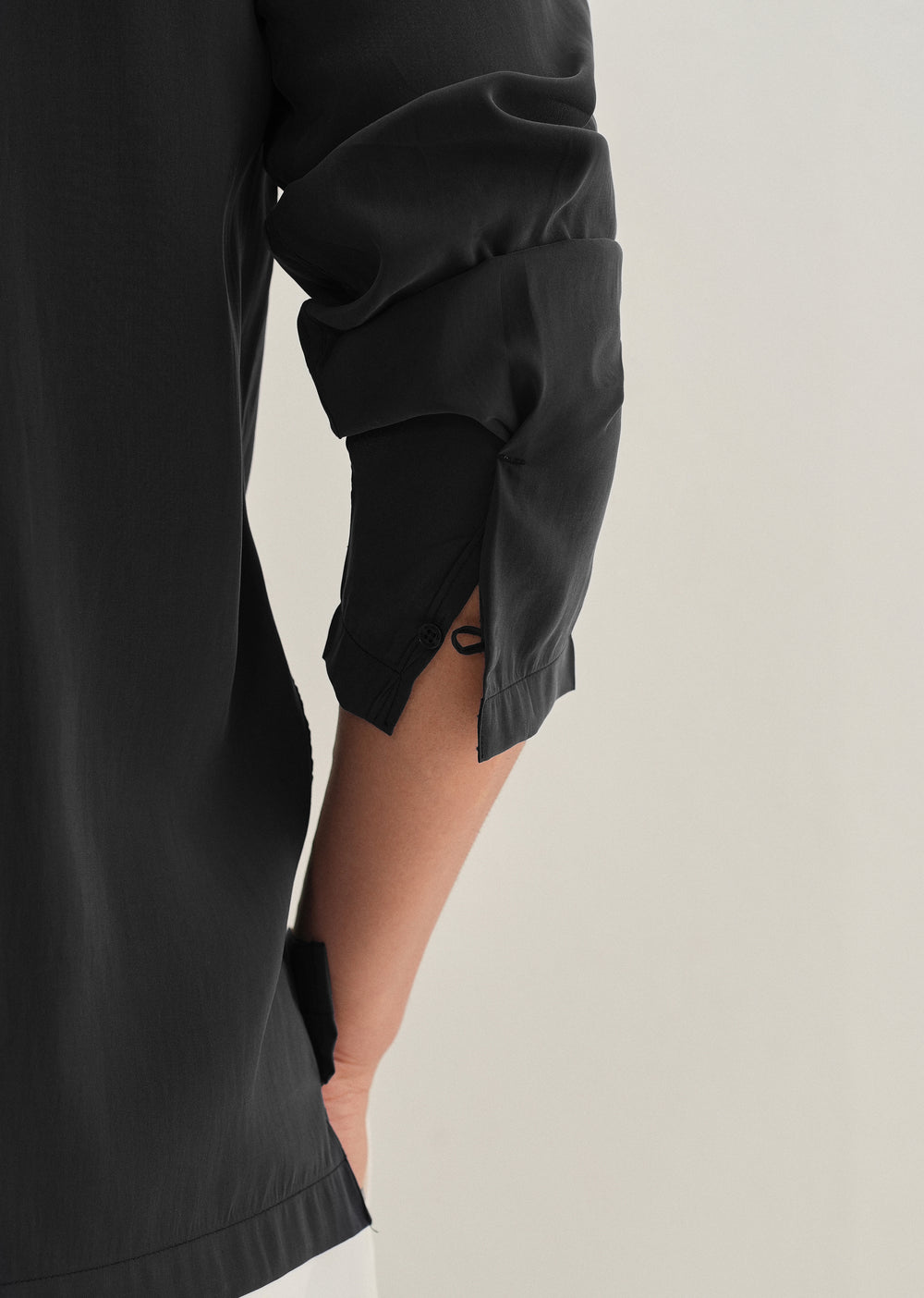 Black Loop Button Black Loop Button-Down Plain Shirt