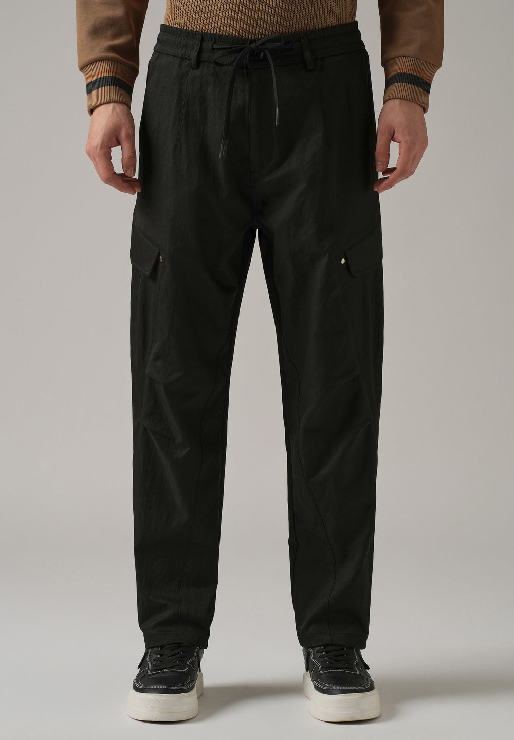 Black Stone Wash Cargo Pants