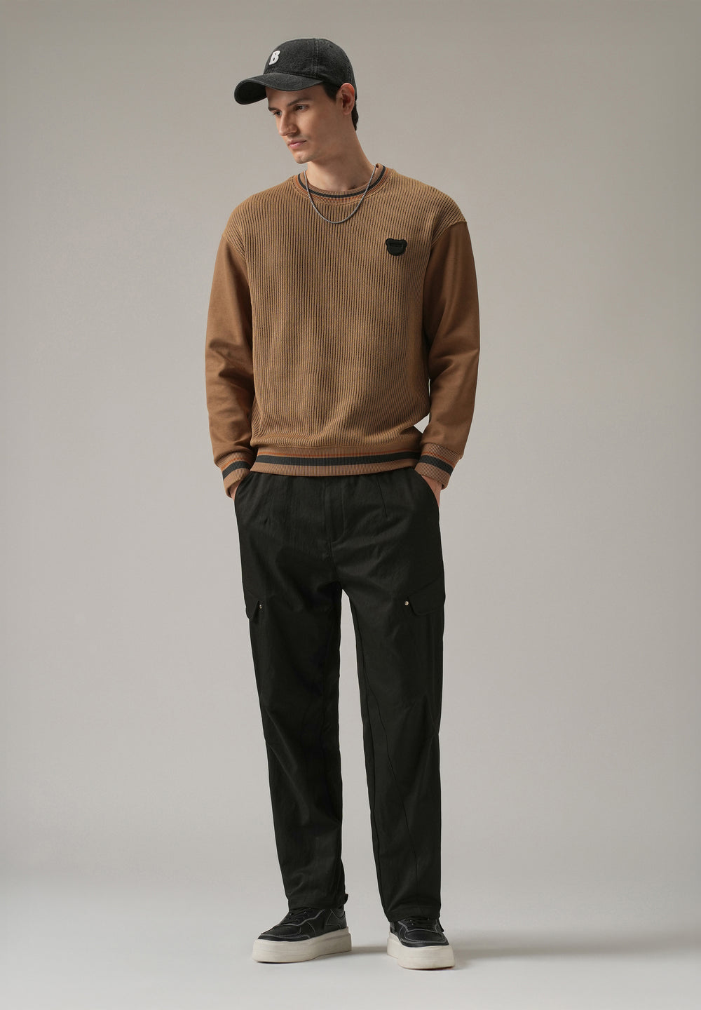 Black Stone Wash Cargo Pants