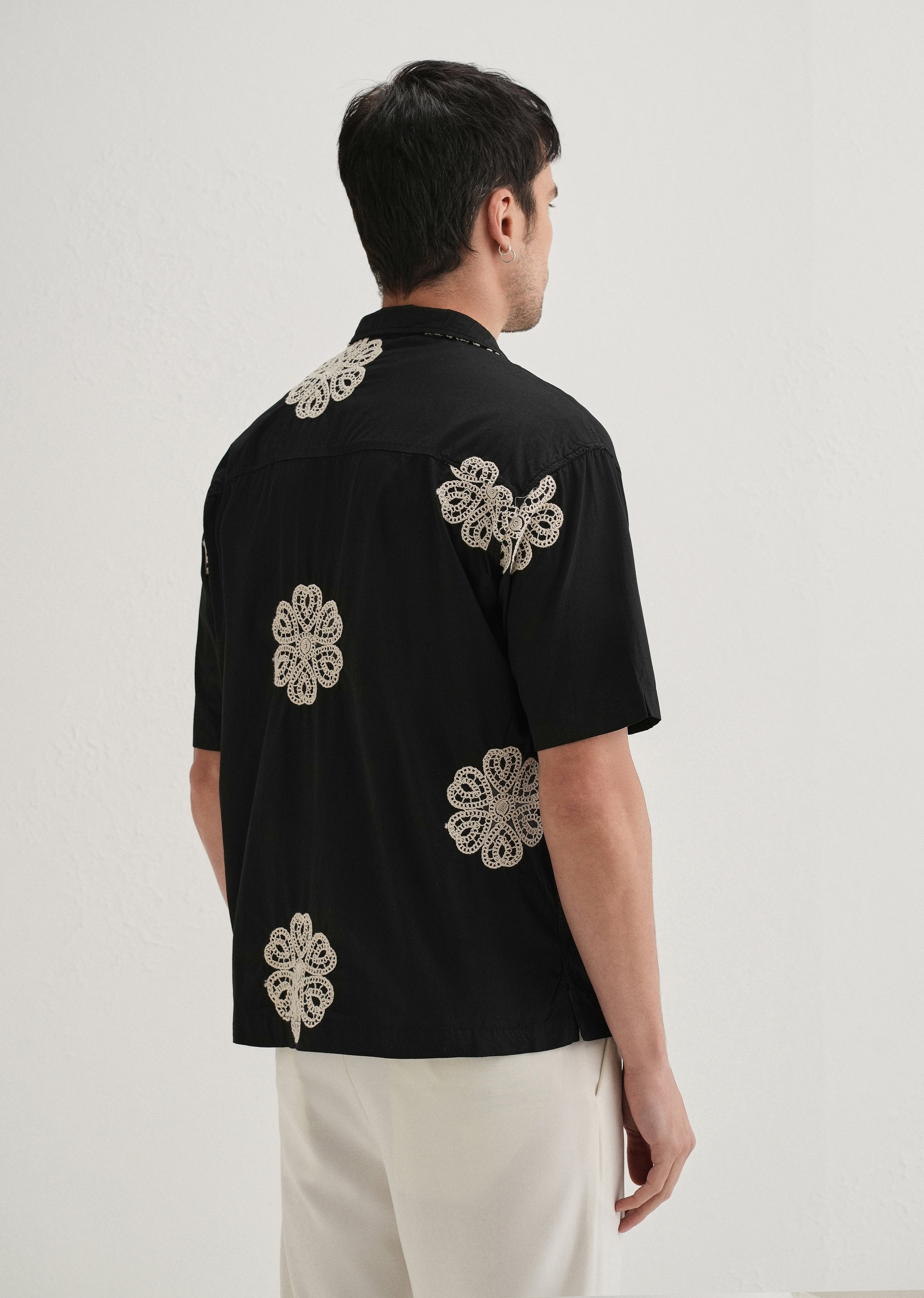 Black Medallion Embroidered Shirt
