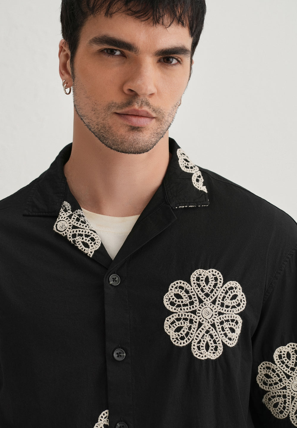 Black Medallion Embroidered Shirt