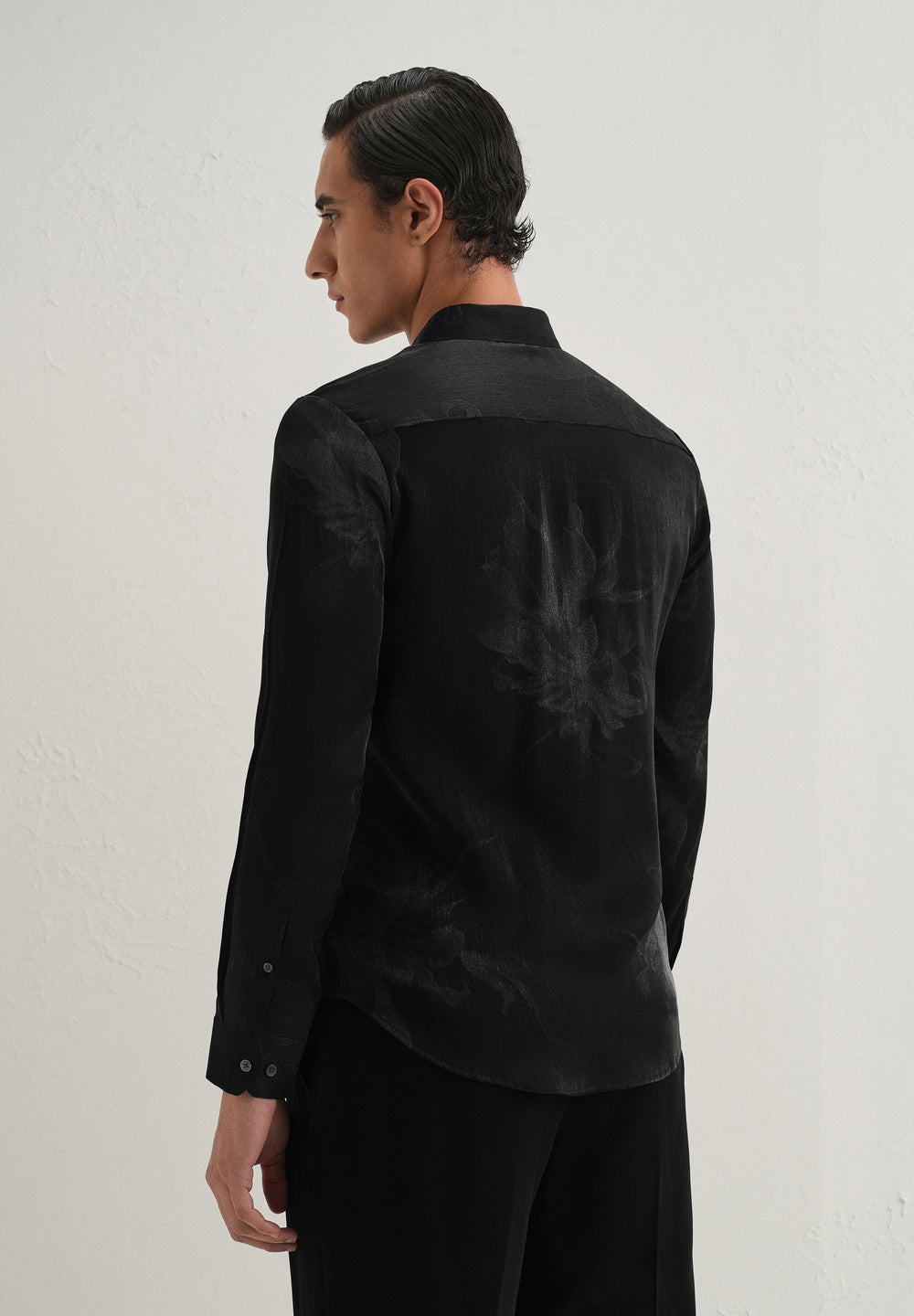 Black Metallic Sheen-Look Printed Shirt