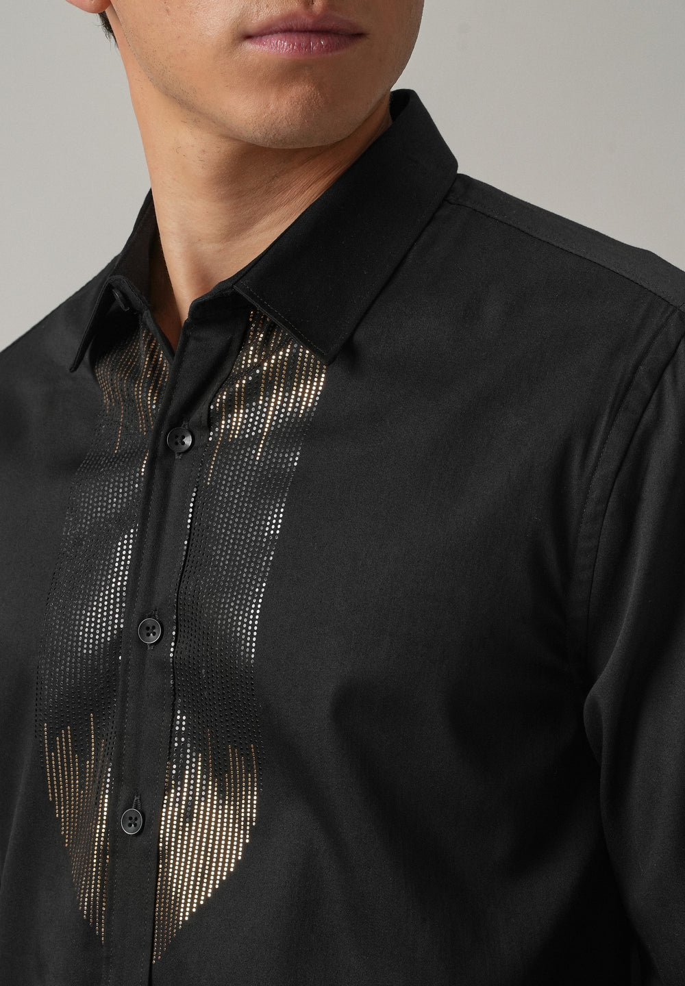 Black Micro-Stud Designer Shirt