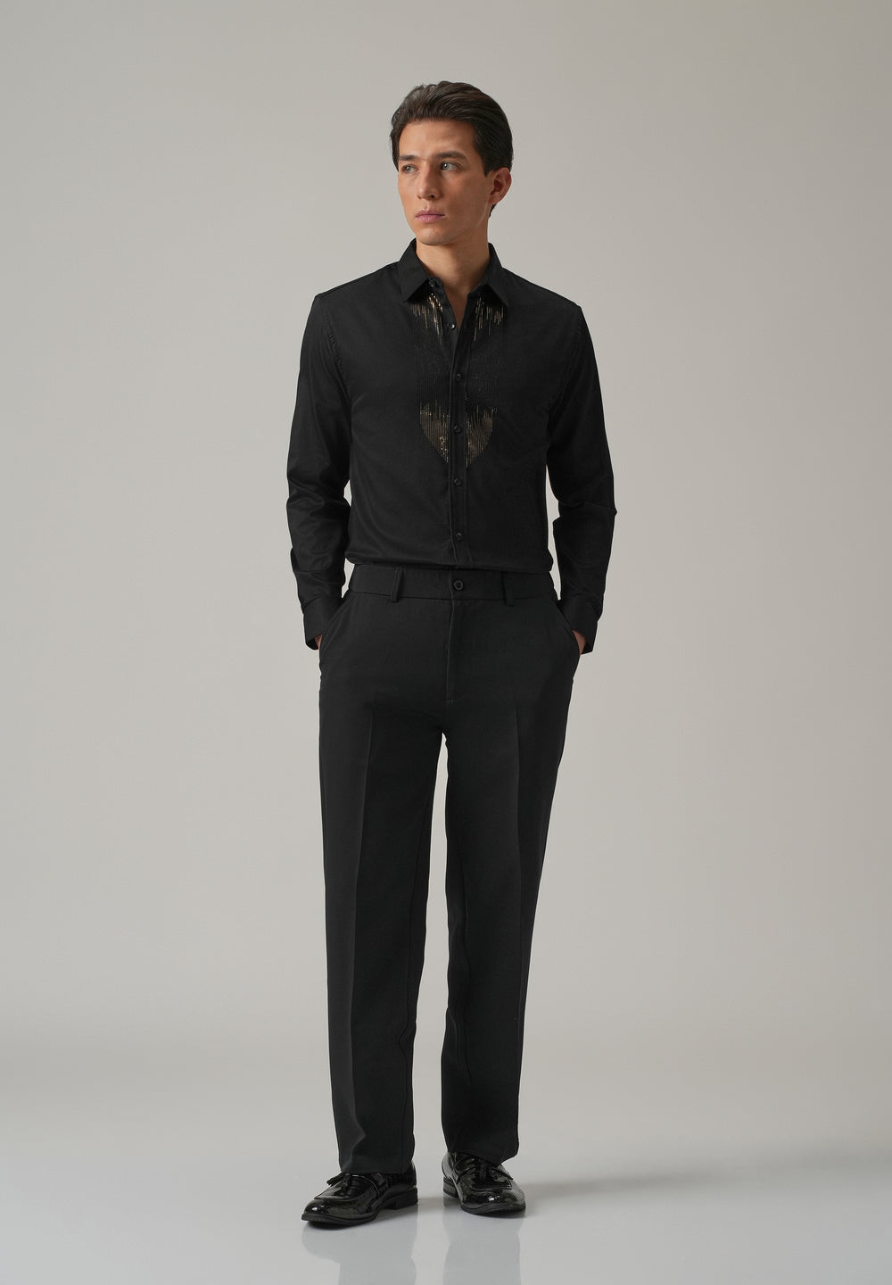 Black Micro-Stud Designer Shirt