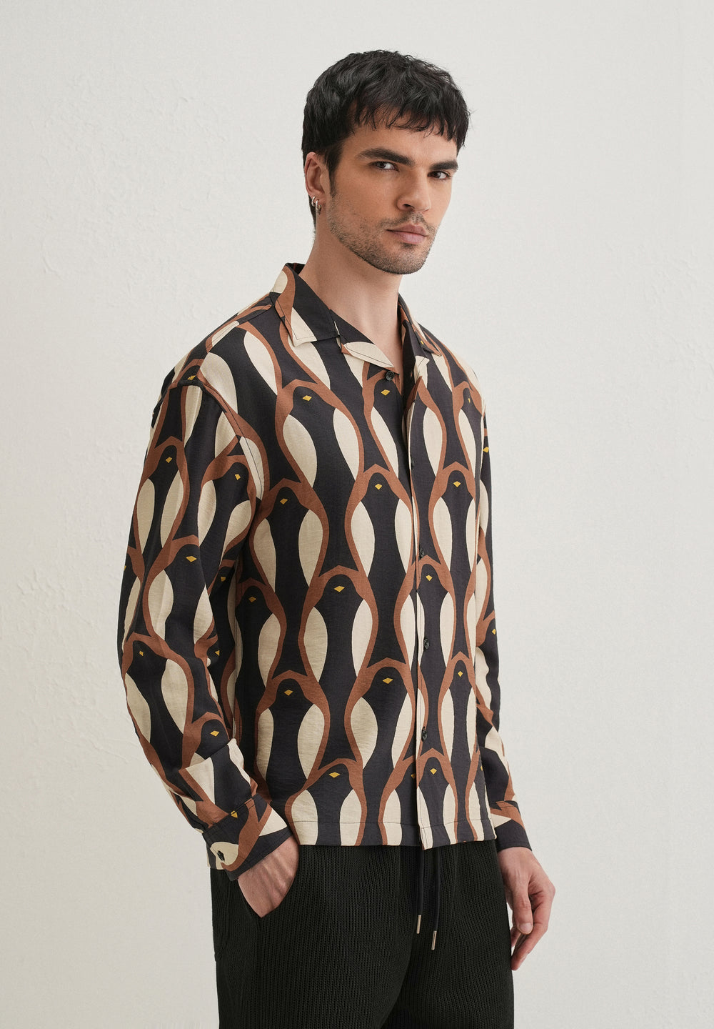 Black Modern Retro Printed Shirt
