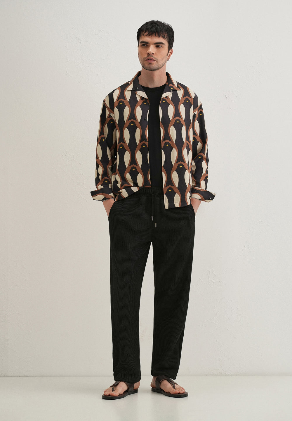 Black Modern Retro Printed Shirt