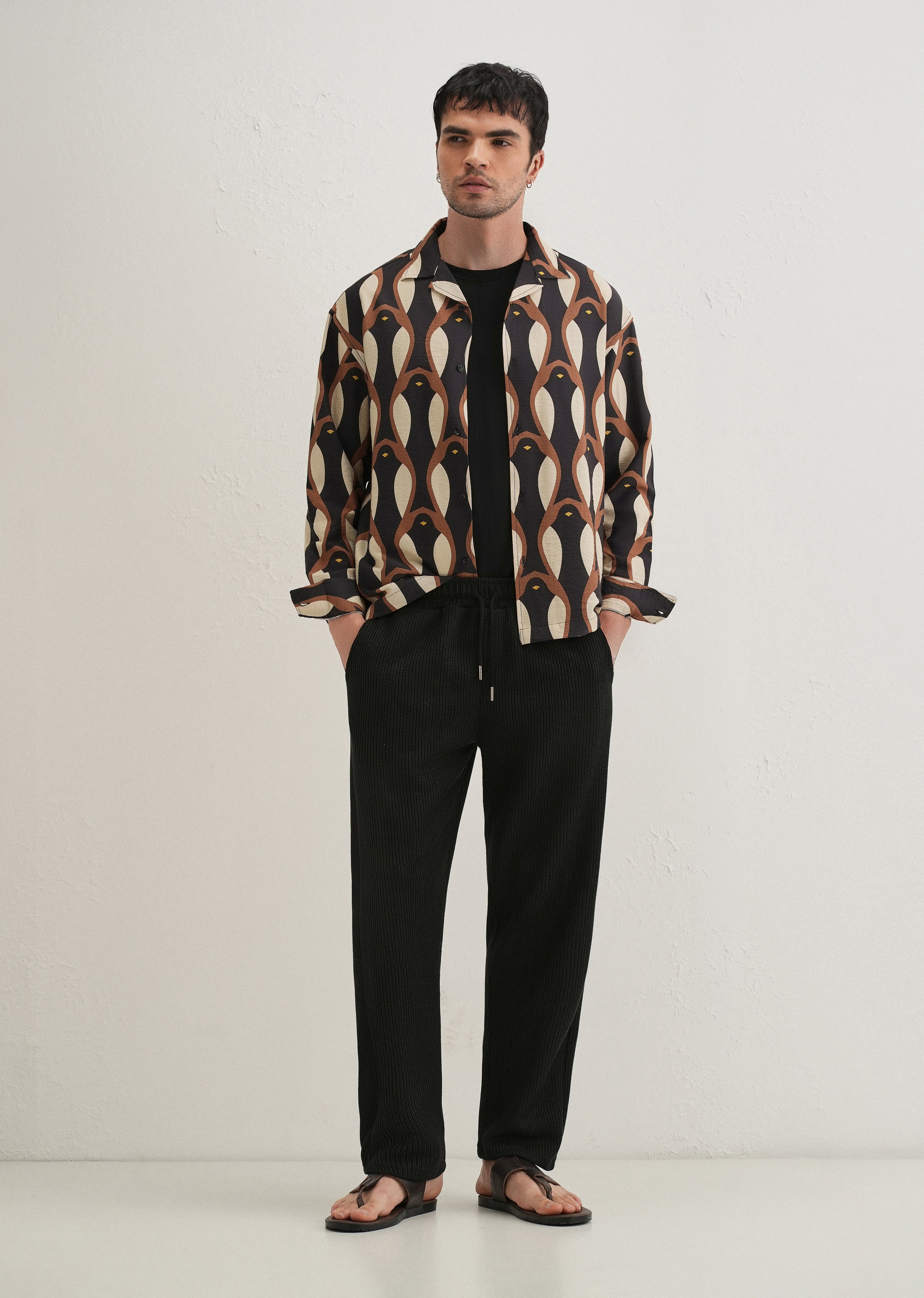 Black Modern Retro Printed Shirt