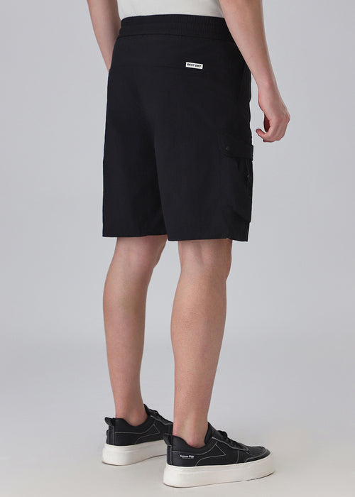 Black Multi-Pocket Utility Shorts