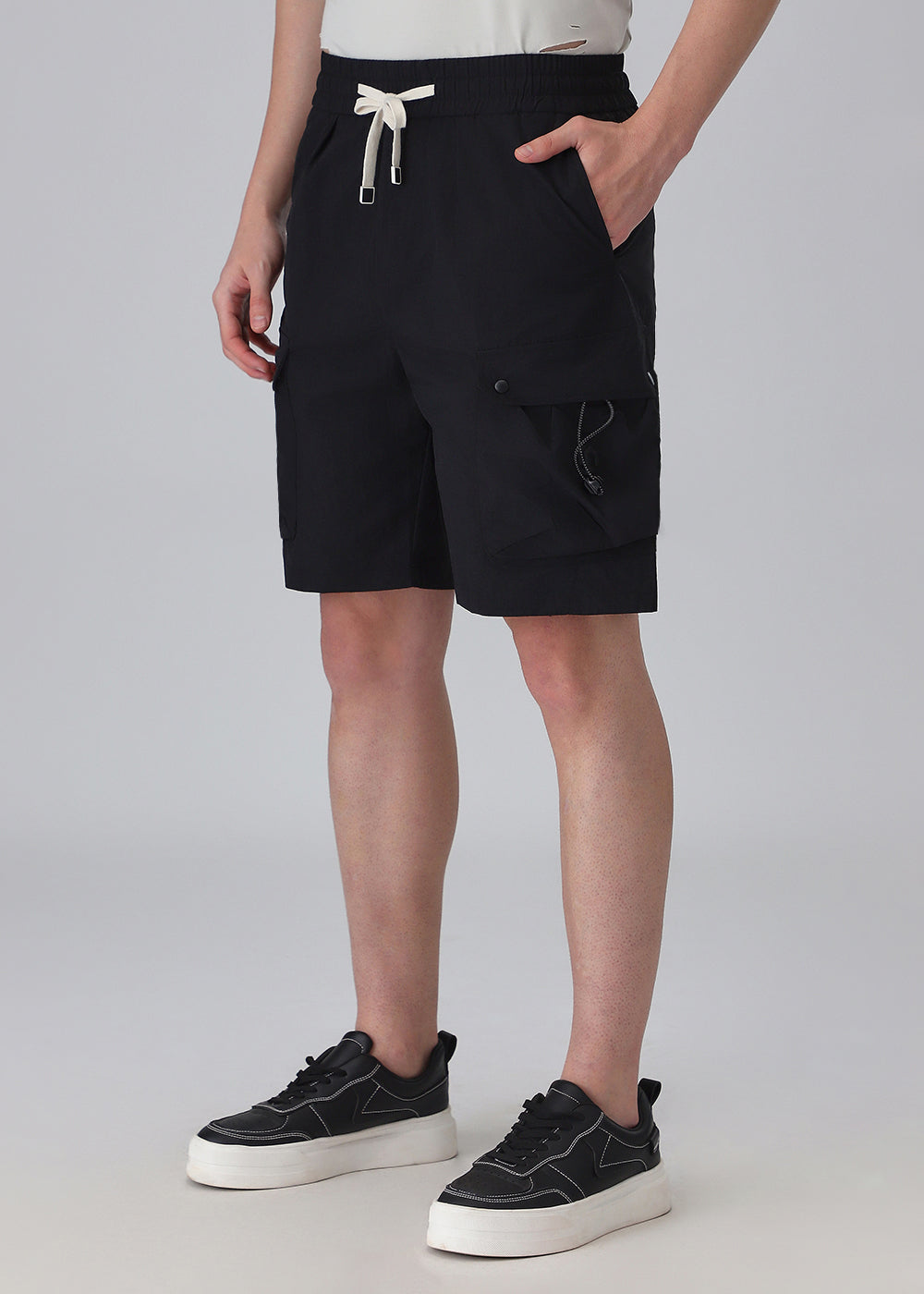 Black Multi-Pocket Utility Shorts