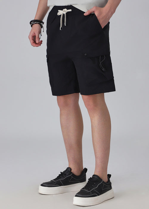 Black Multi-Pocket Utility Shorts