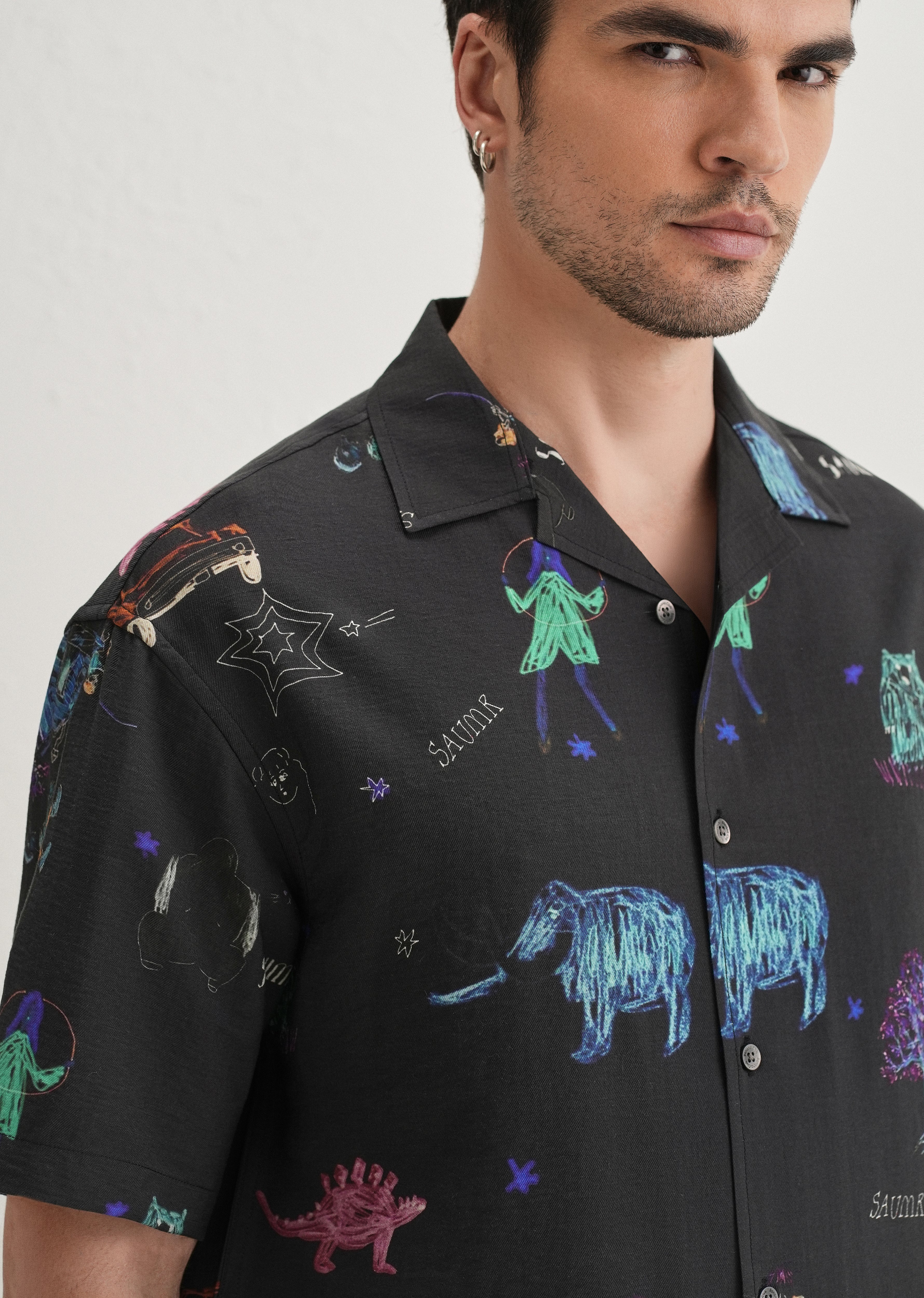 Black Multi Graphic Printed Shirt