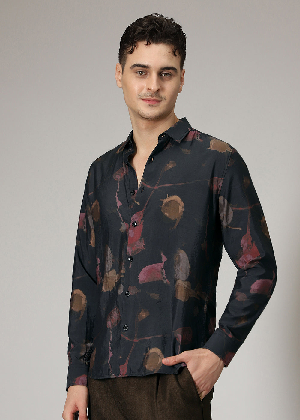 Black Multi Wash Print Shirt