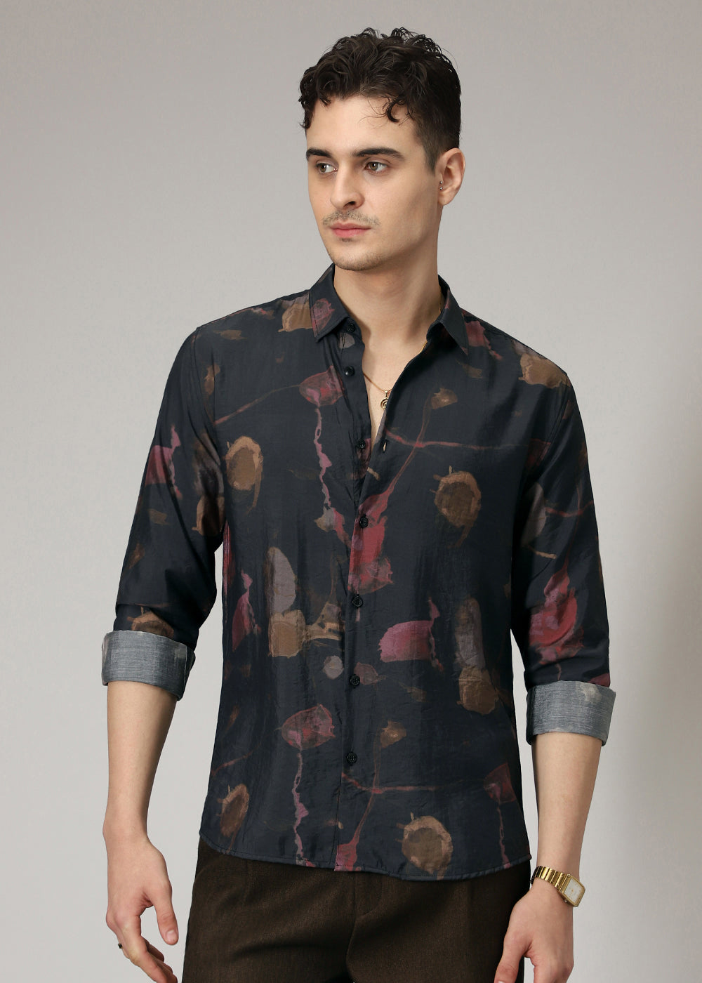 Black Multi Wash Print Shirt