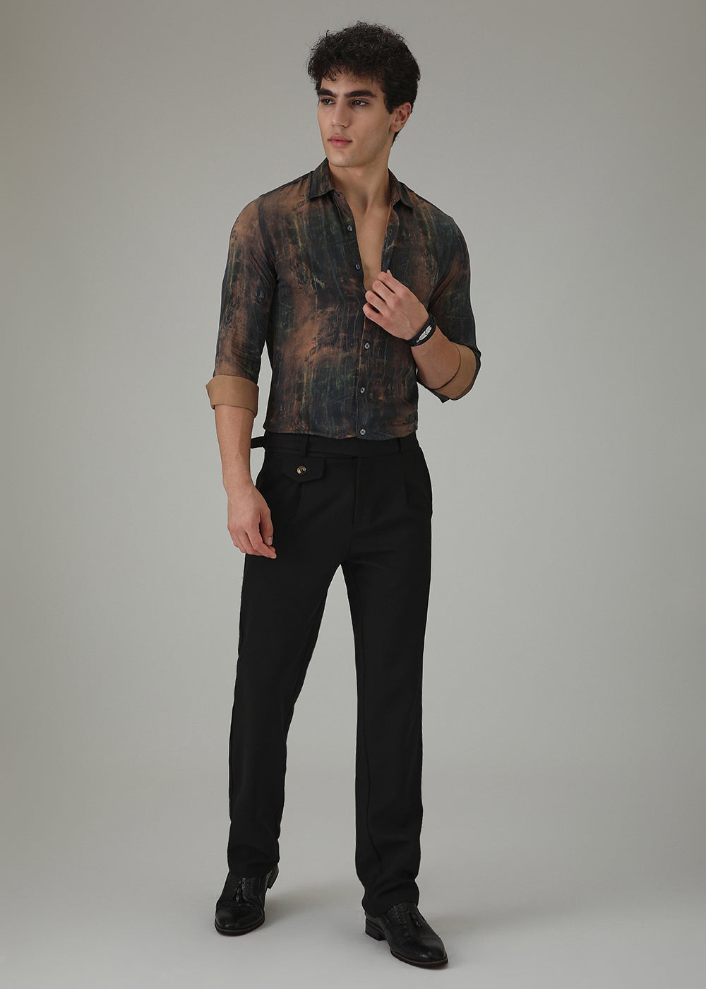 Black Ochre Abstract Printed Shirt