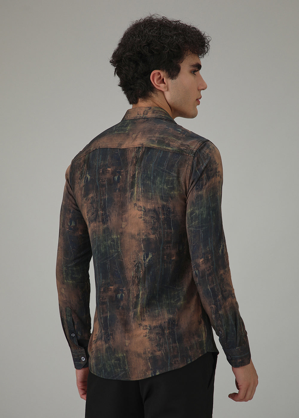 Black Ochre Abstract Printed Shirt