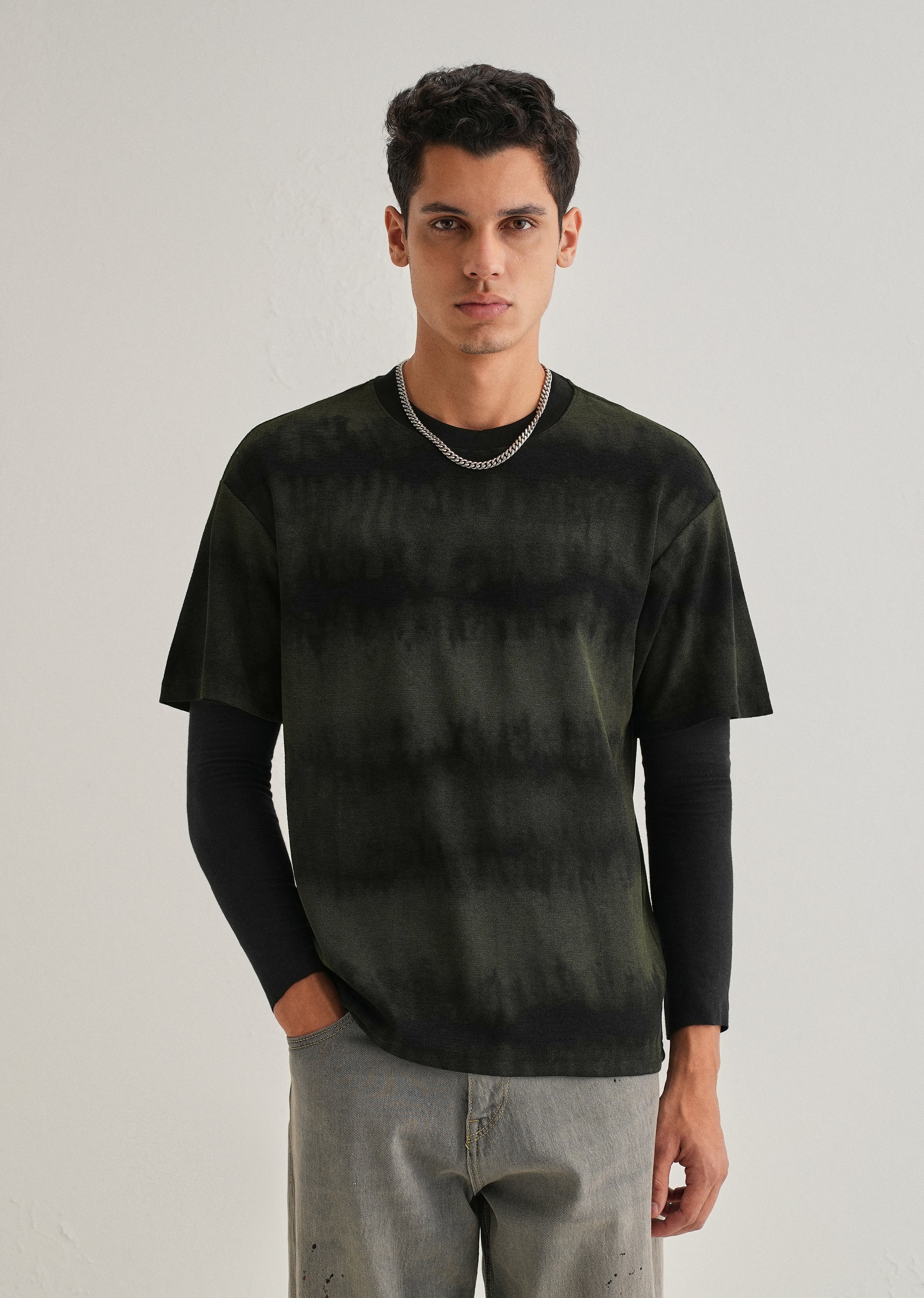 Black Olive Tie & Dye Oversized T-shirt